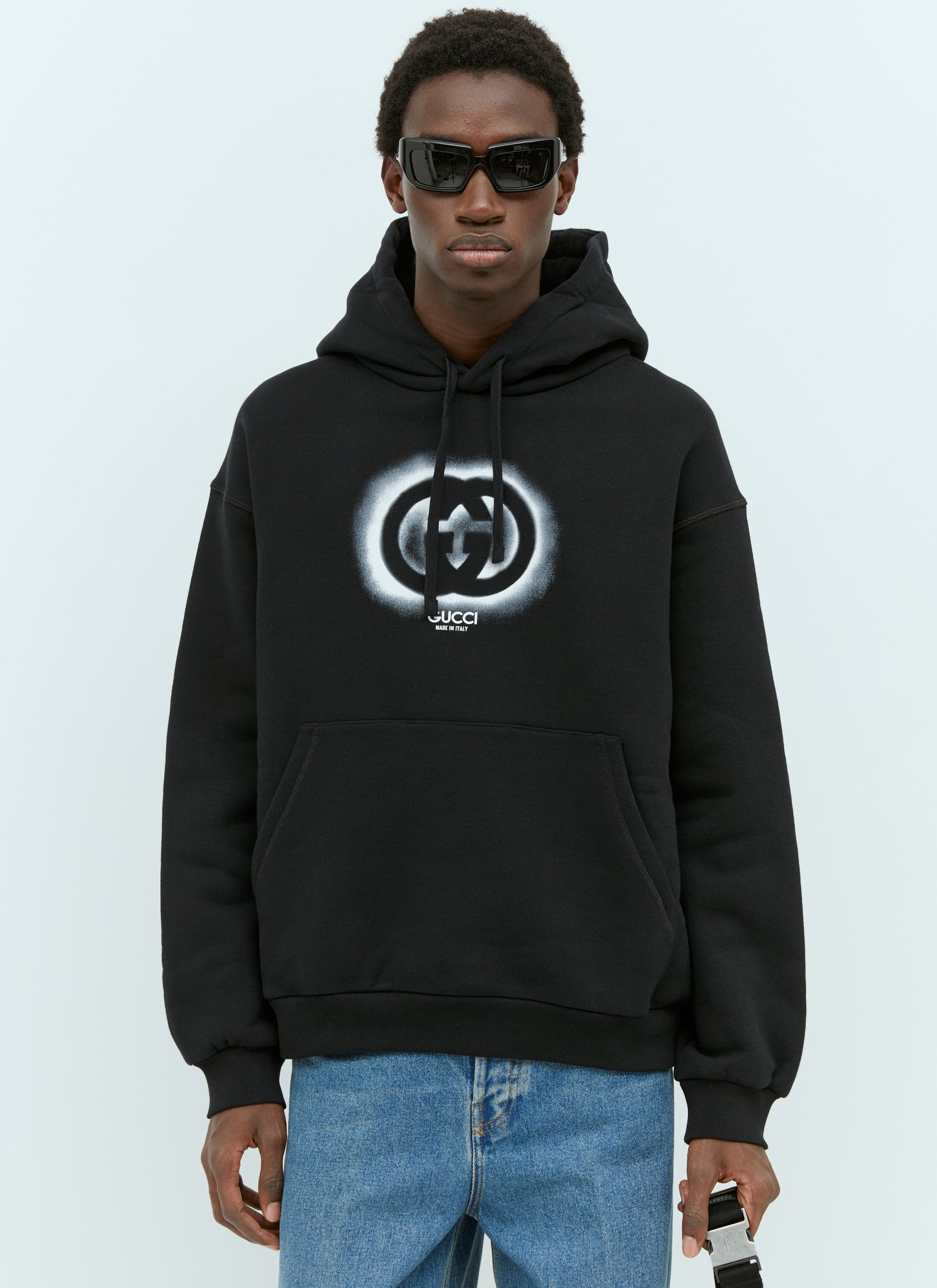 Gucci Men Interlocking G Graffiti Hooded Sweatshirt
