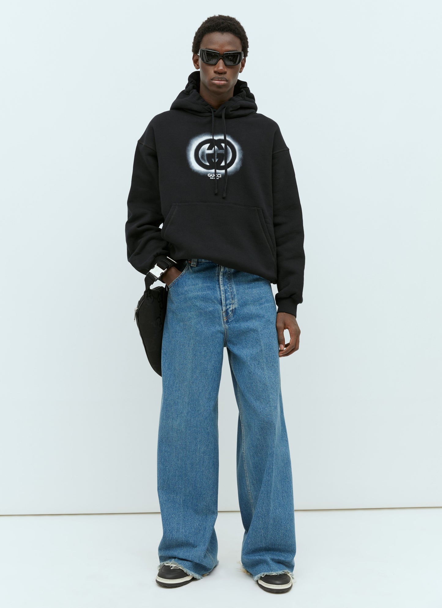 Gucci Men Interlocking G Graffiti Hooded Sweatshirt