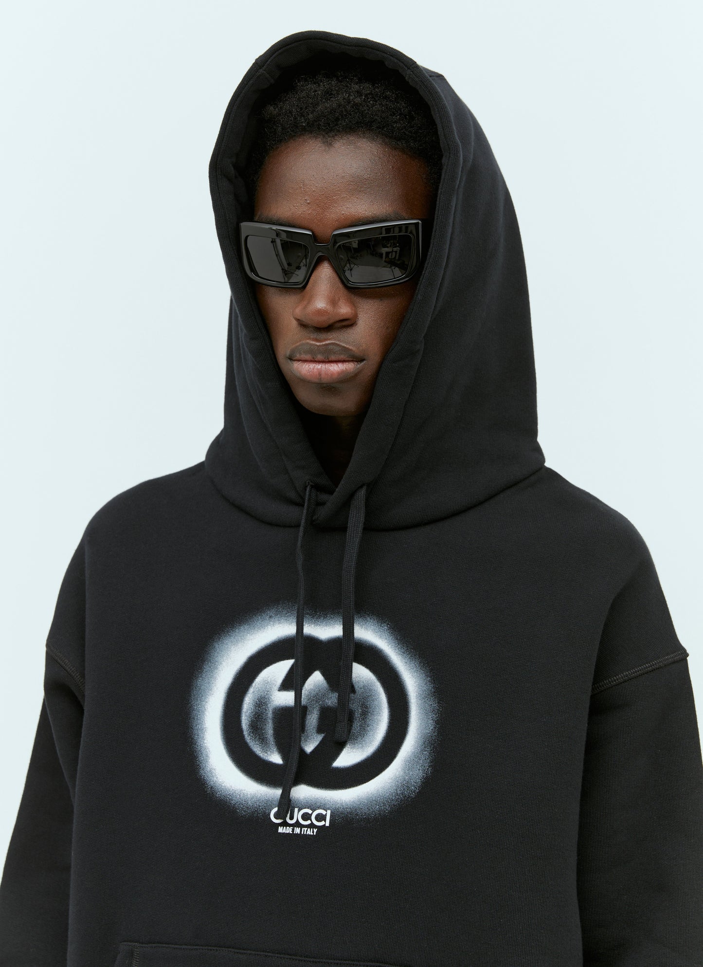 Gucci Men Interlocking G Graffiti Hooded Sweatshirt