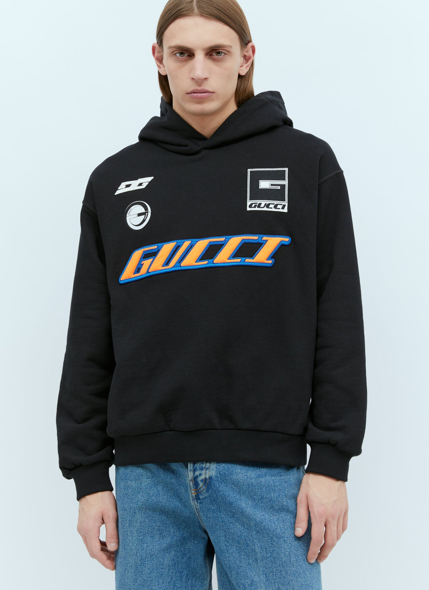 Gucci Men Logo Applique Hooded Sweatshirt