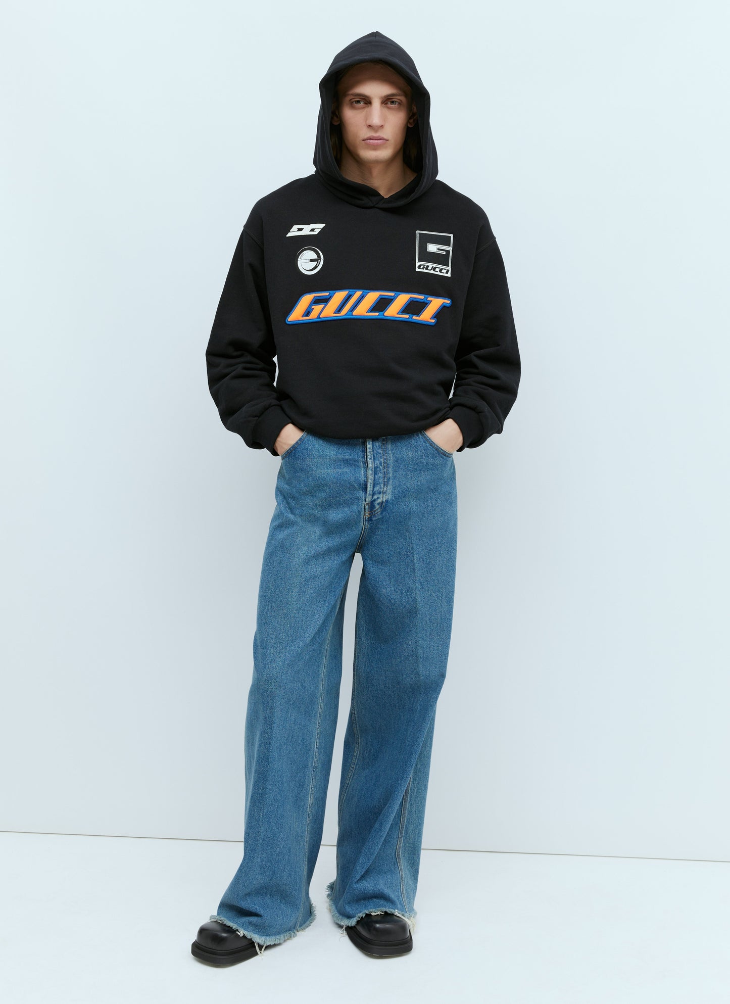Gucci Men Logo Applique Hooded Sweatshirt