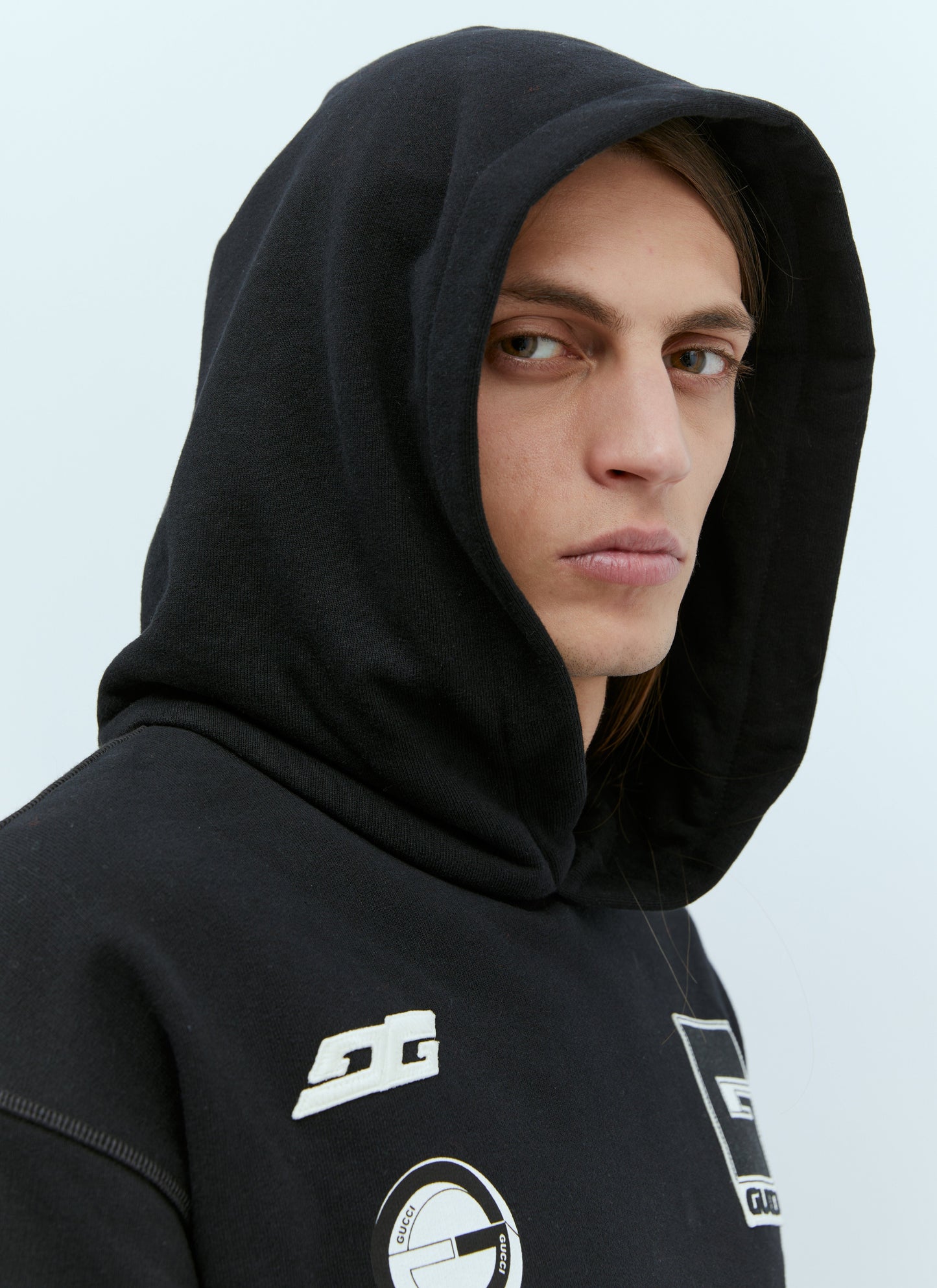 Gucci Men Logo Applique Hooded Sweatshirt