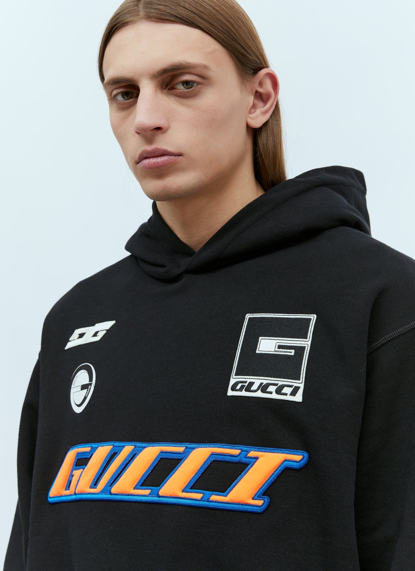 Gucci Men Logo Applique Hooded Sweatshirt