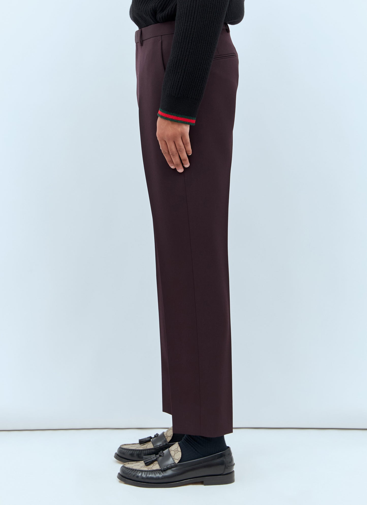 Gucci Men Logo Embroidery Wool Pants