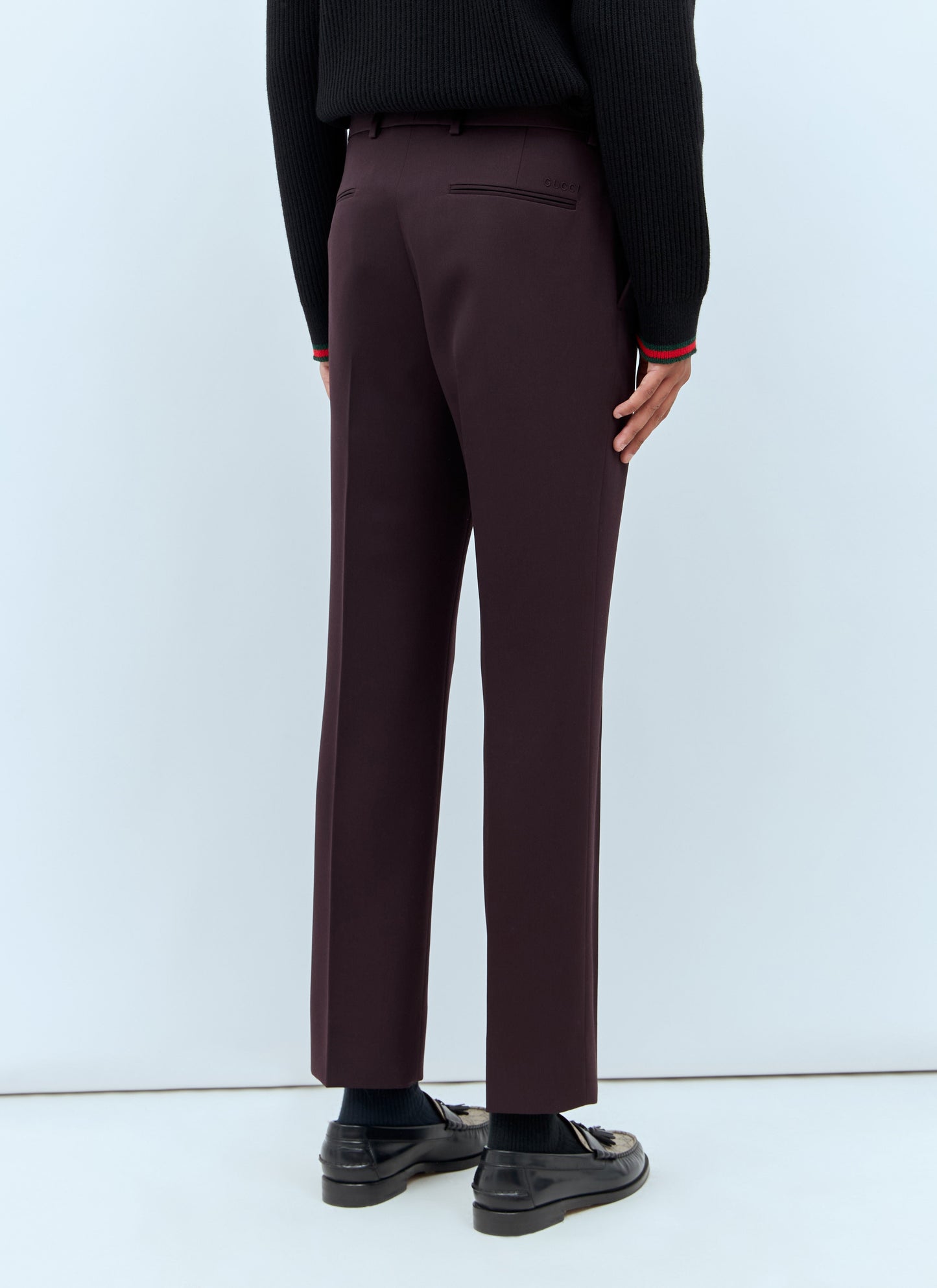 Gucci Men Logo Embroidery Wool Pants