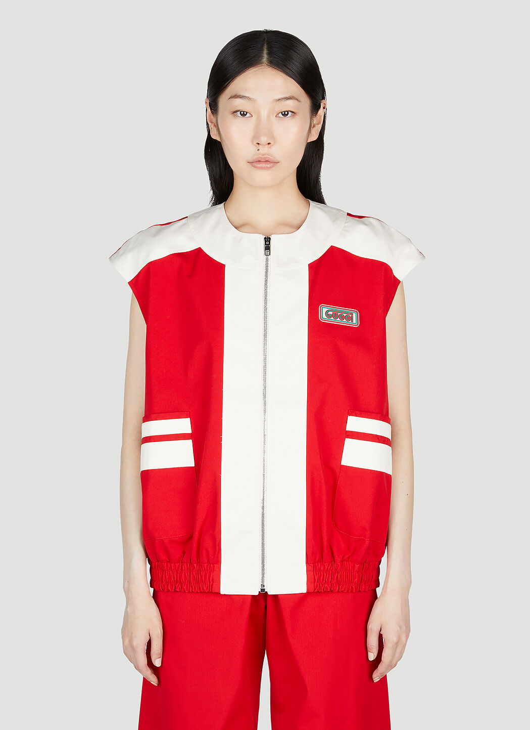 Gucci Women Logo Patch Gilet Track Jacket
