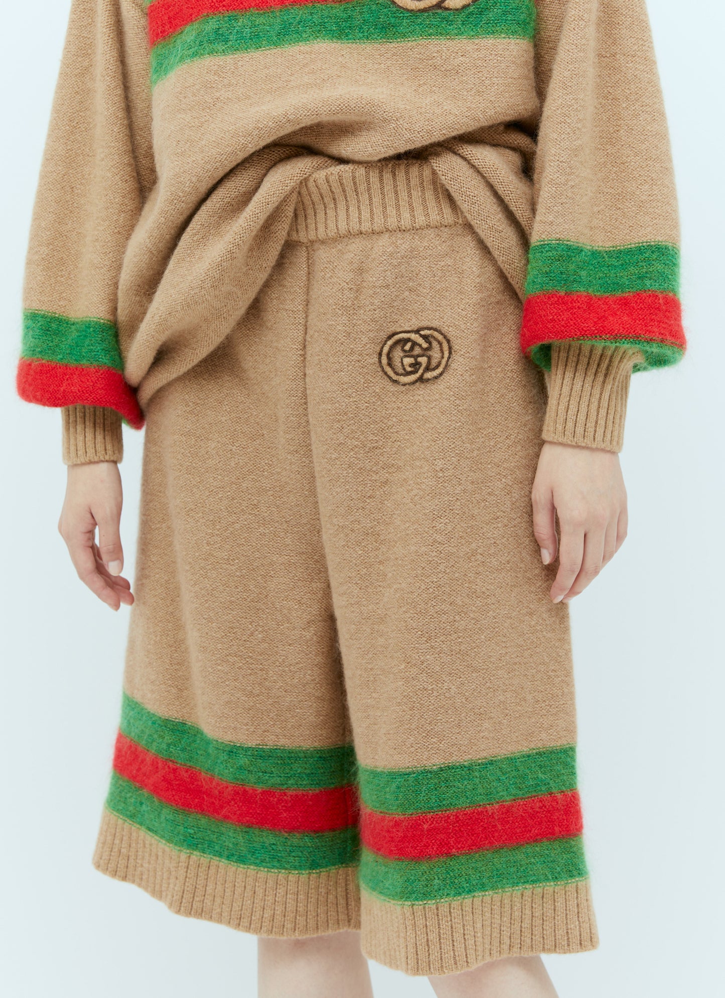 Gucci Women Interlocking Gg Wool Mohair Bermuda Shorts
