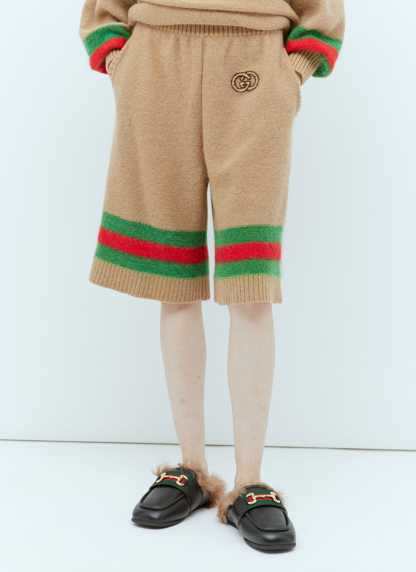 Gucci Women Interlocking Gg Wool Mohair Bermuda Shorts