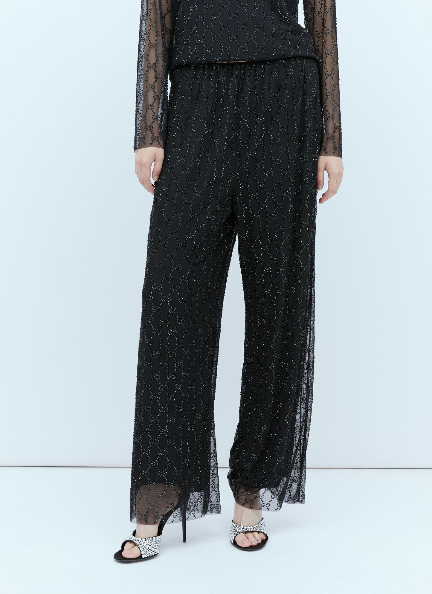 Gucci Women Tulle Interlocking Gg Crystal Pants