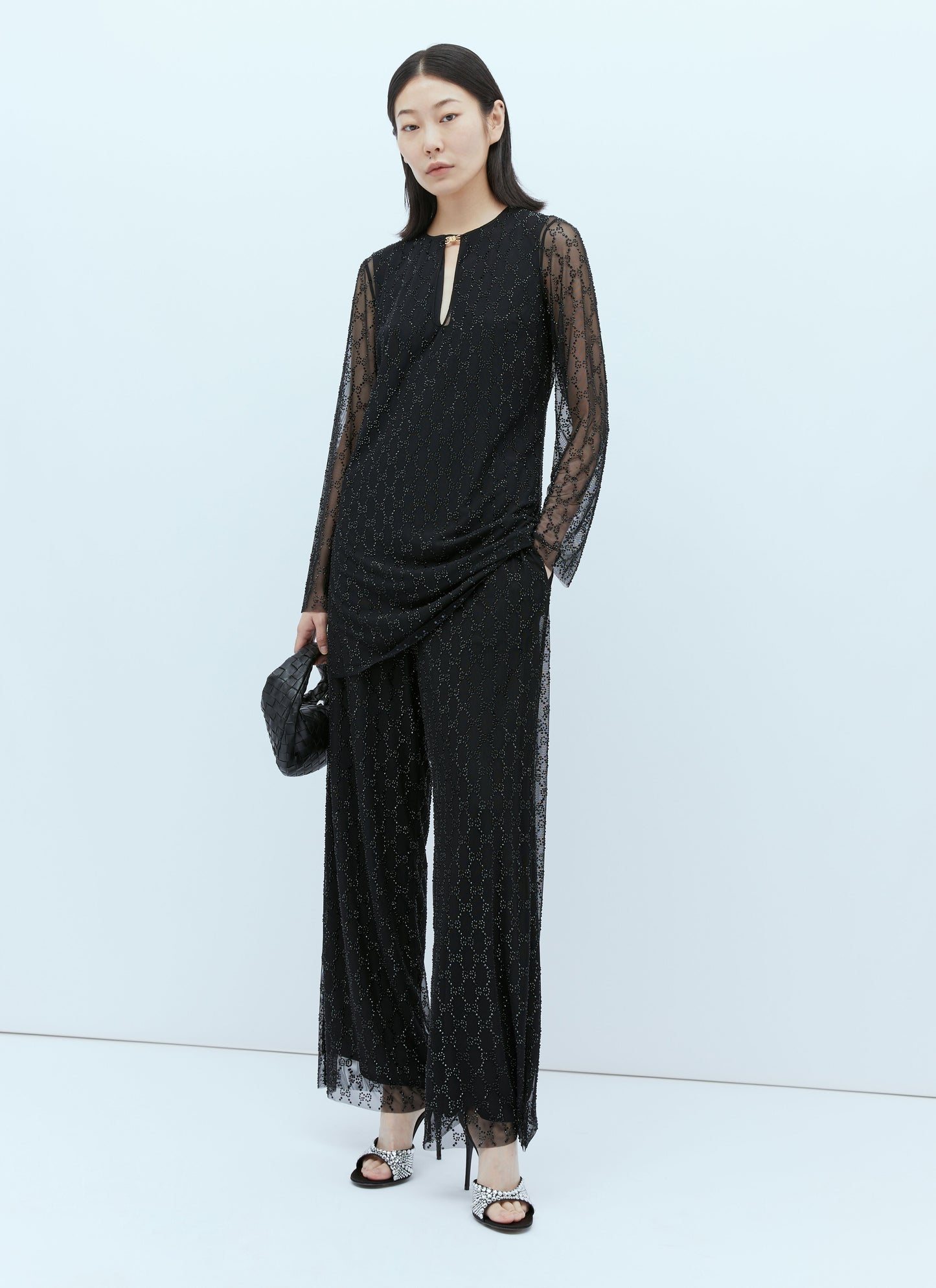 Gucci Women Tulle Interlocking Gg Crystal Pants