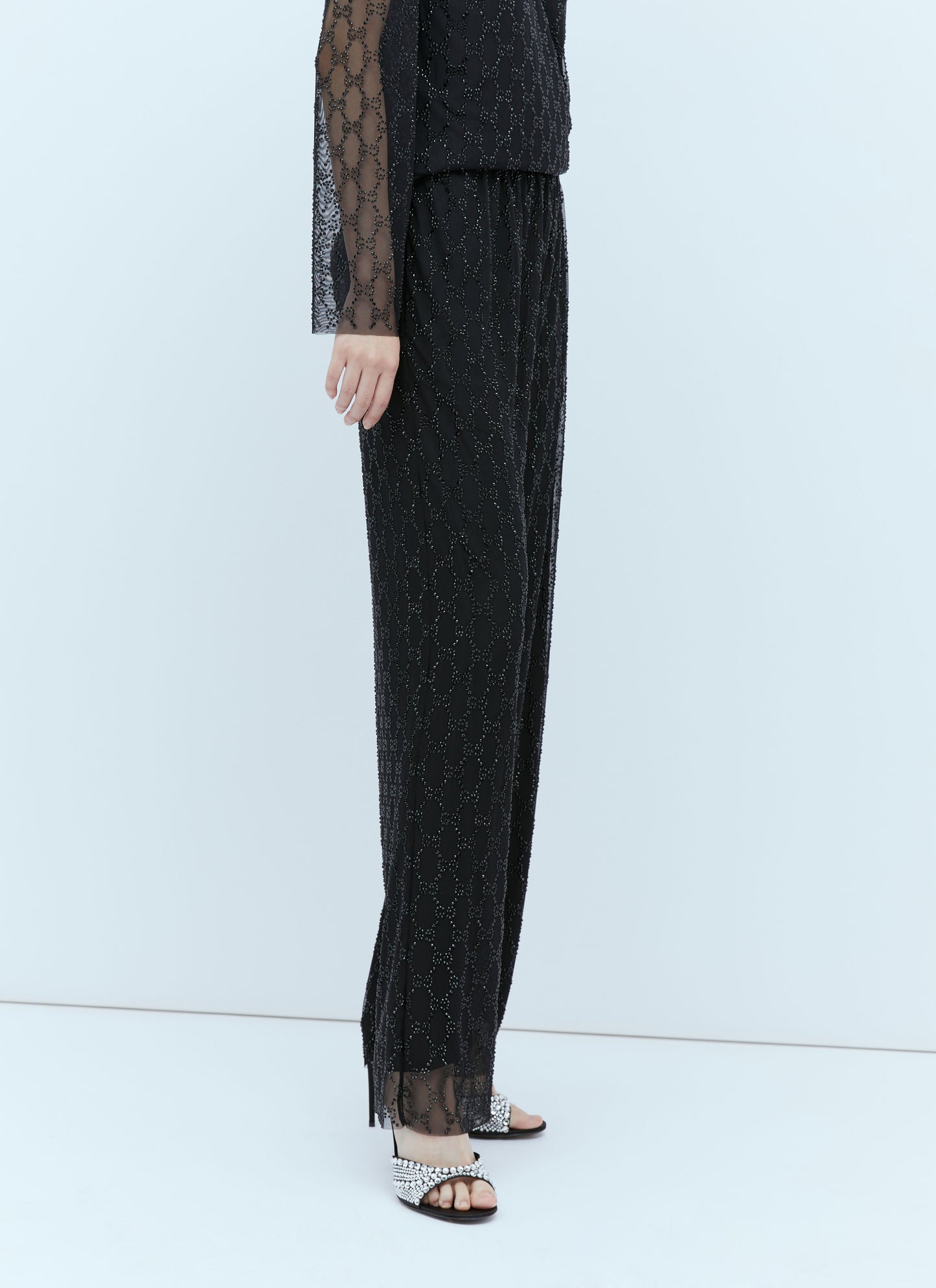 Gucci Women Tulle Interlocking Gg Crystal Pants