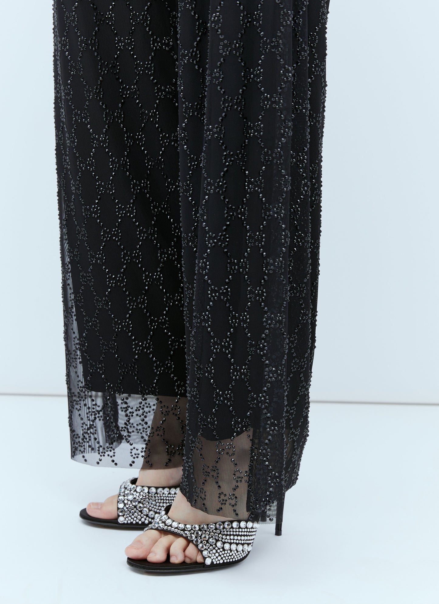 Gucci Women Tulle Interlocking Gg Crystal Pants
