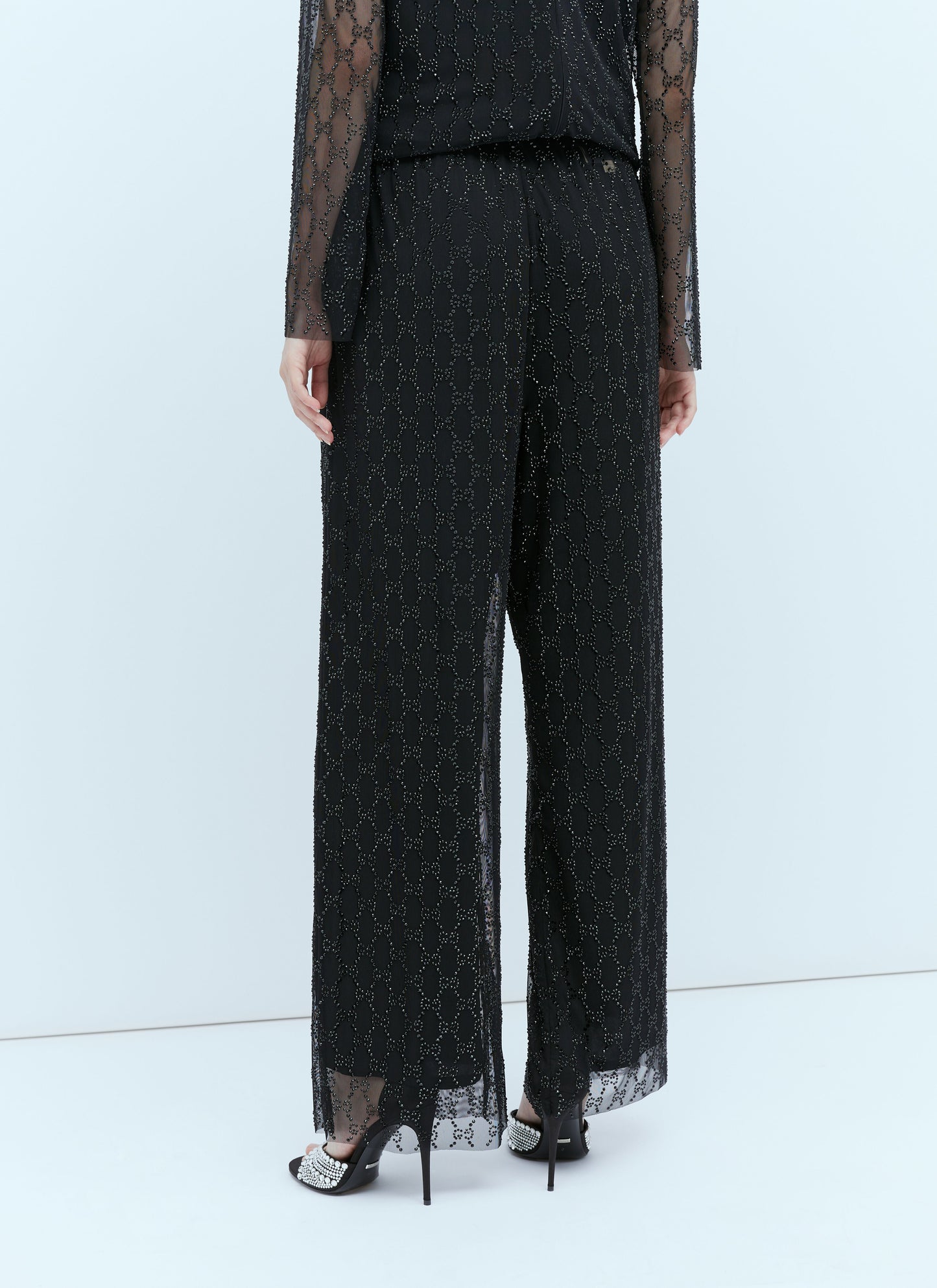 Gucci Women Tulle Interlocking Gg Crystal Pants