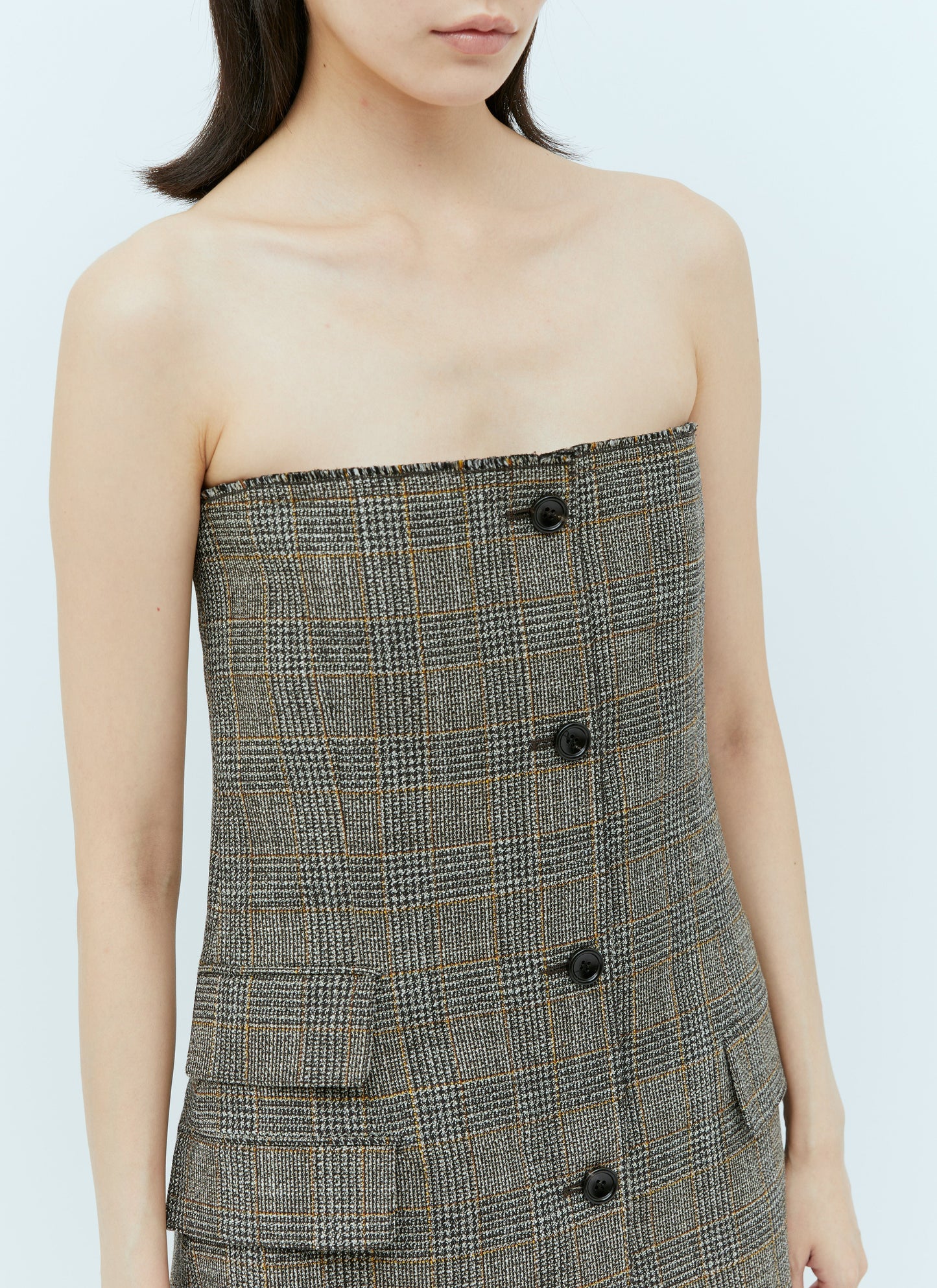 Gucci Women Prince Of Wales Wool Mini Dress