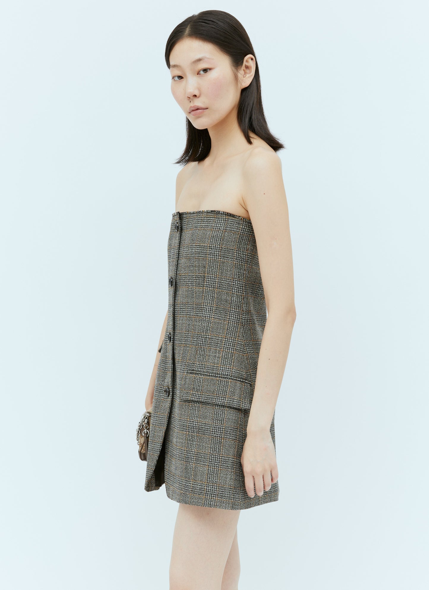 Gucci Women Prince Of Wales Wool Mini Dress