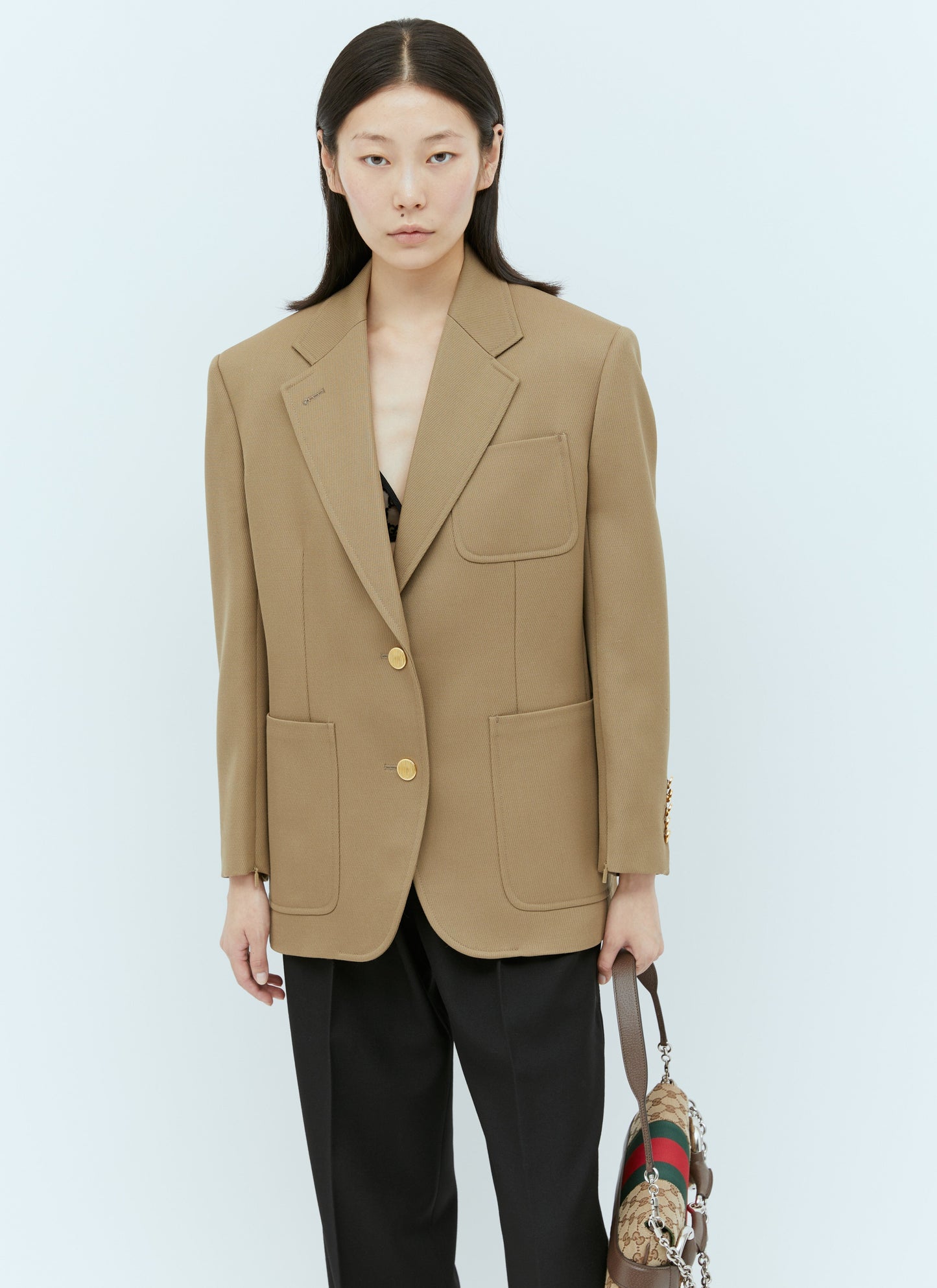 Gucci Women Horsebit Wool Blazer