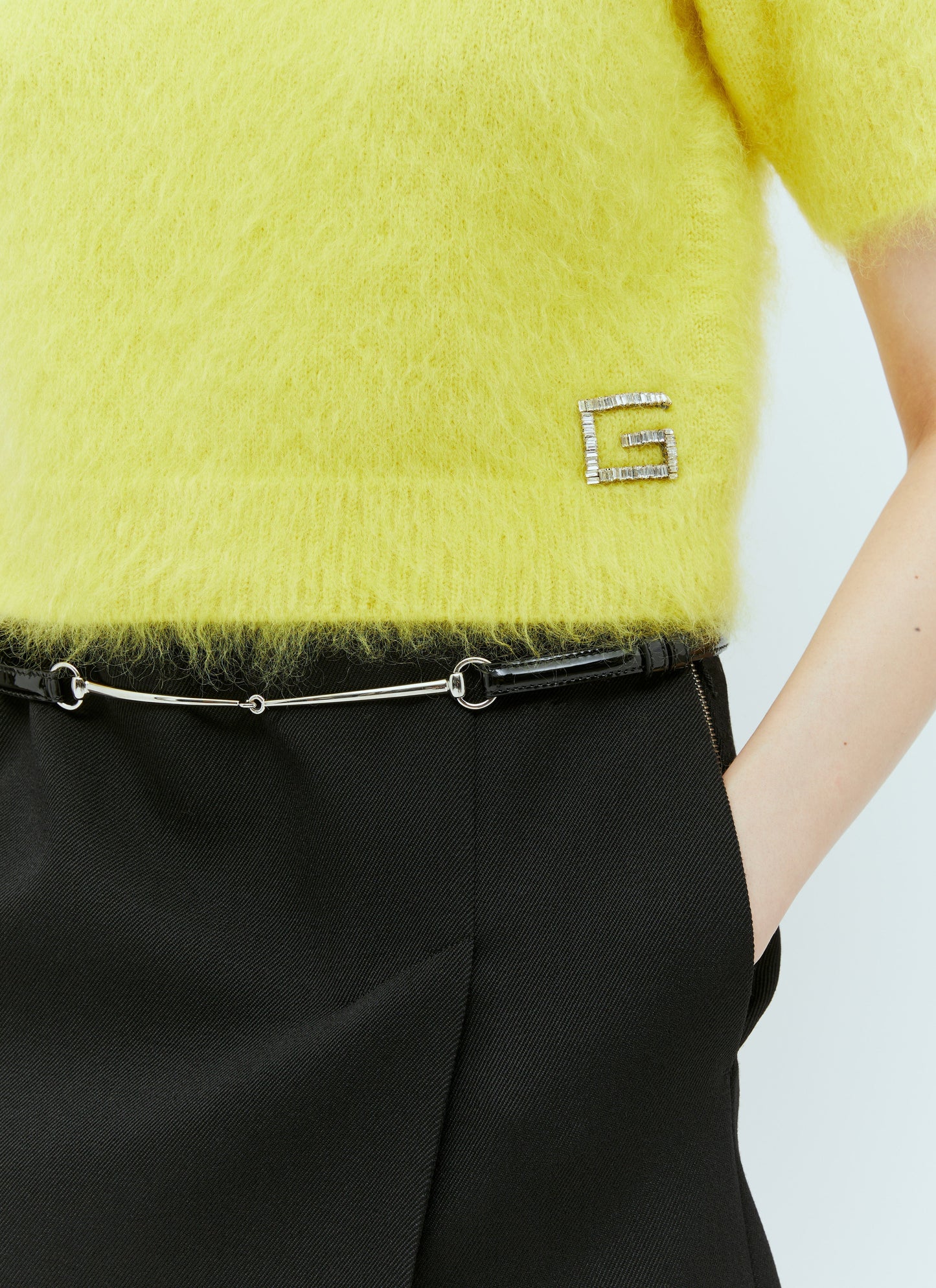 Gucci Women Crystal Embellished Logo Polo Top