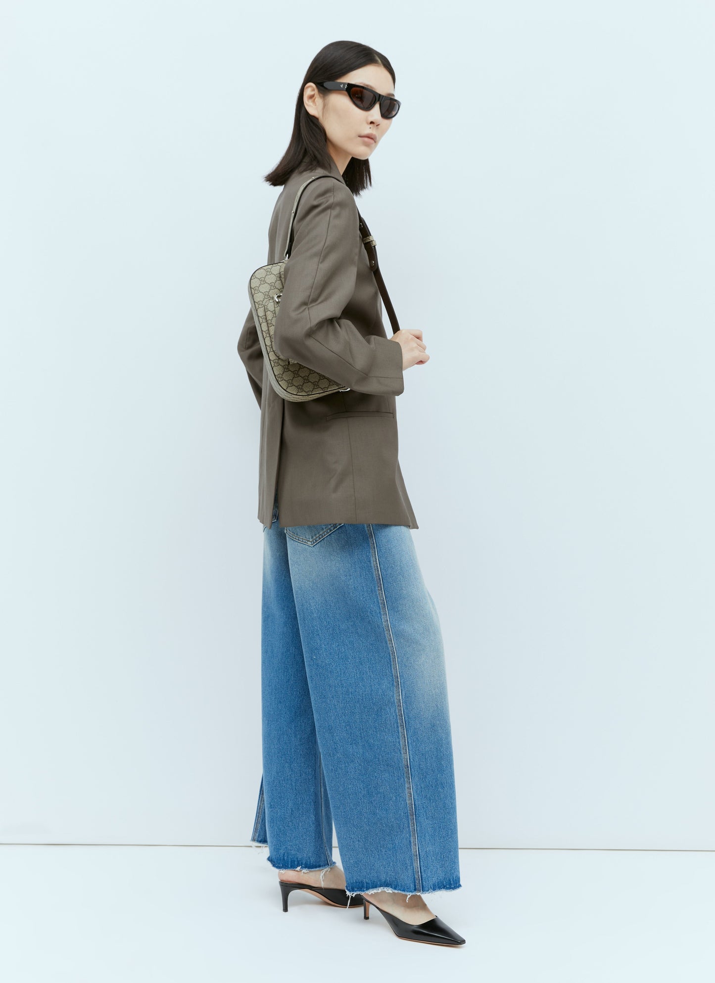 Gucci Women Denim Wide-Leg Jeans