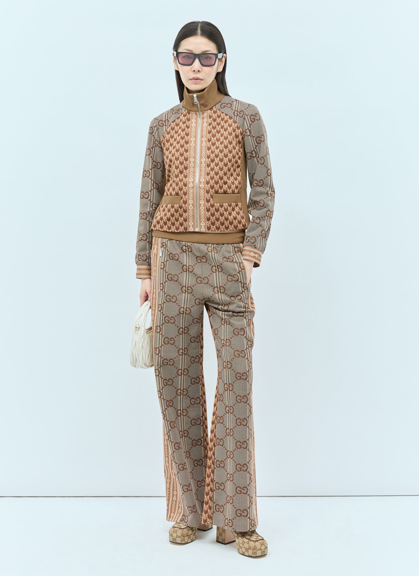 Gucci Women G Rhombus Jersey Jacquard Zip Jacket