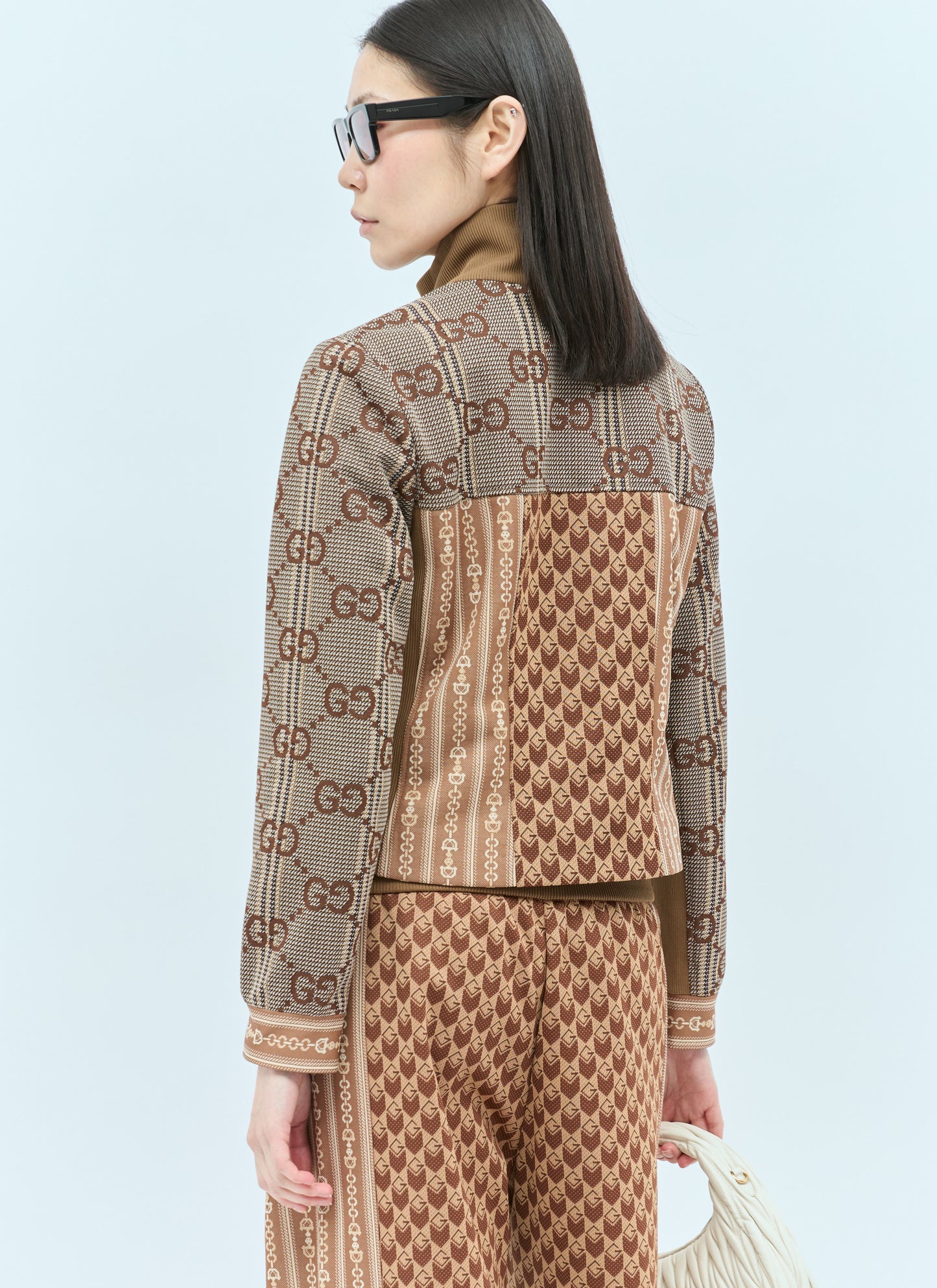 Gucci Women G Rhombus Jersey Jacquard Zip Jacket