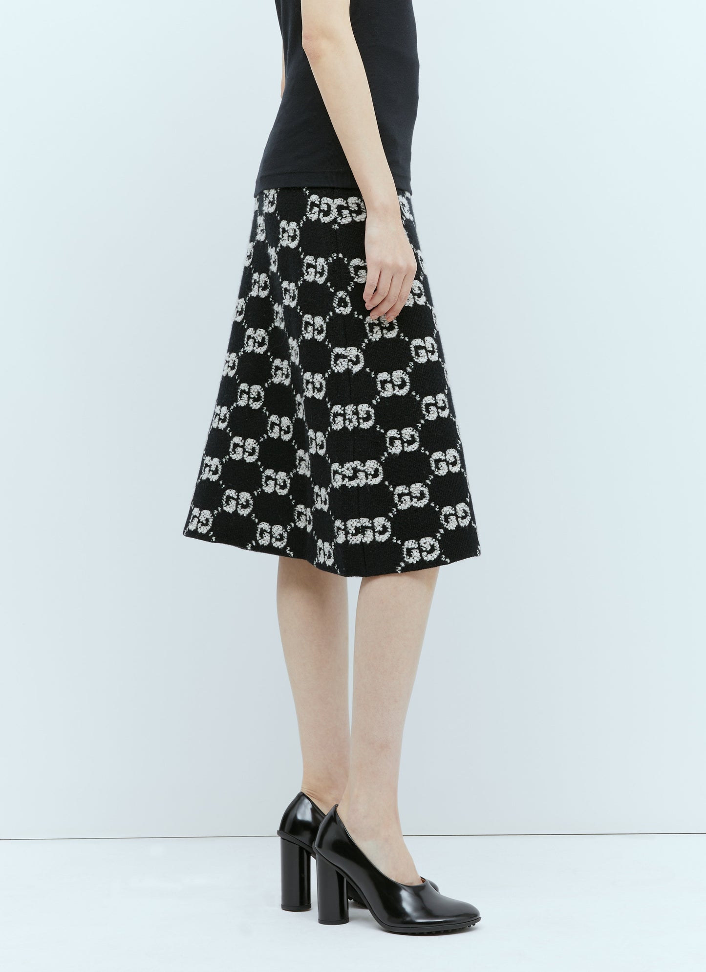 Gucci Women Interlocking Gg Wool Midi Skirt