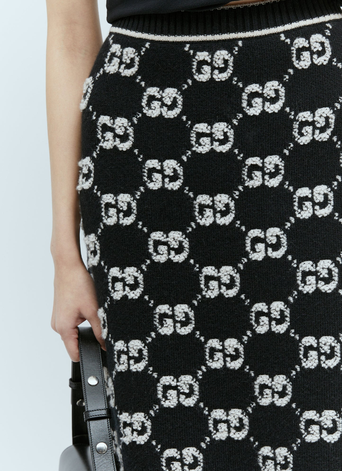 Gucci Women Interlocking Gg Wool Midi Skirt