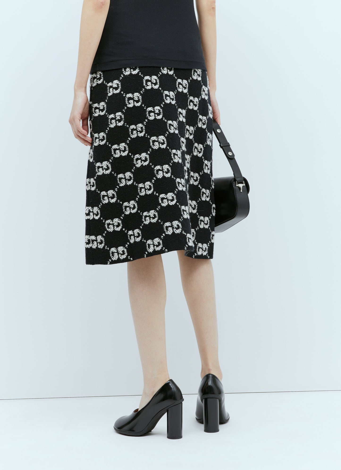 Gucci Women Interlocking Gg Wool Midi Skirt