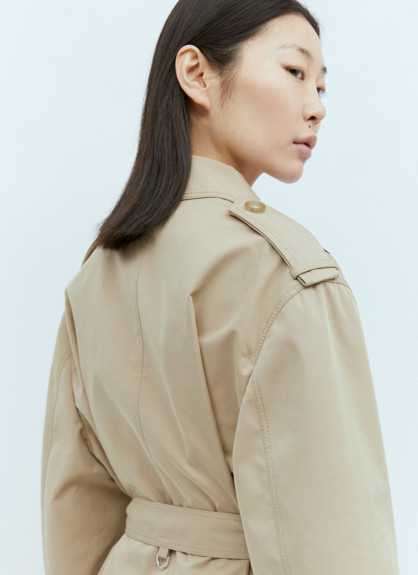 Gucci Women Gabardine Trench Coat With Web Stripe