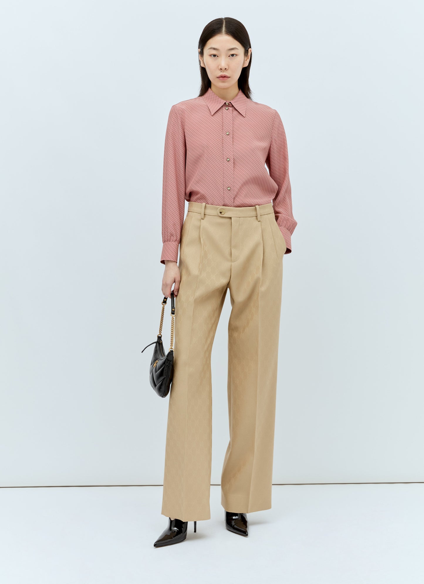 Gucci Women Micro G Print Silk Shirt