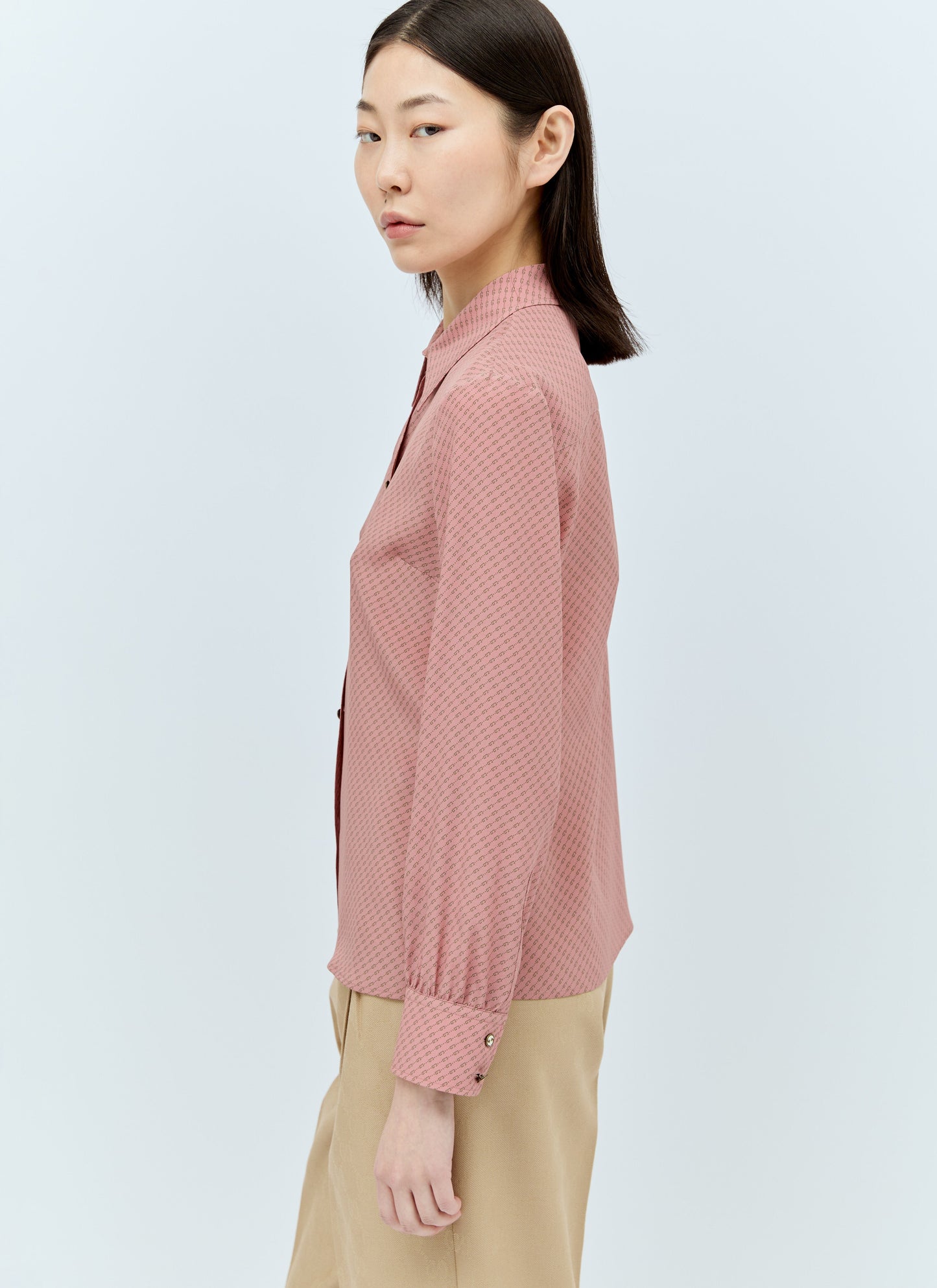 Gucci Women Micro G Print Silk Shirt