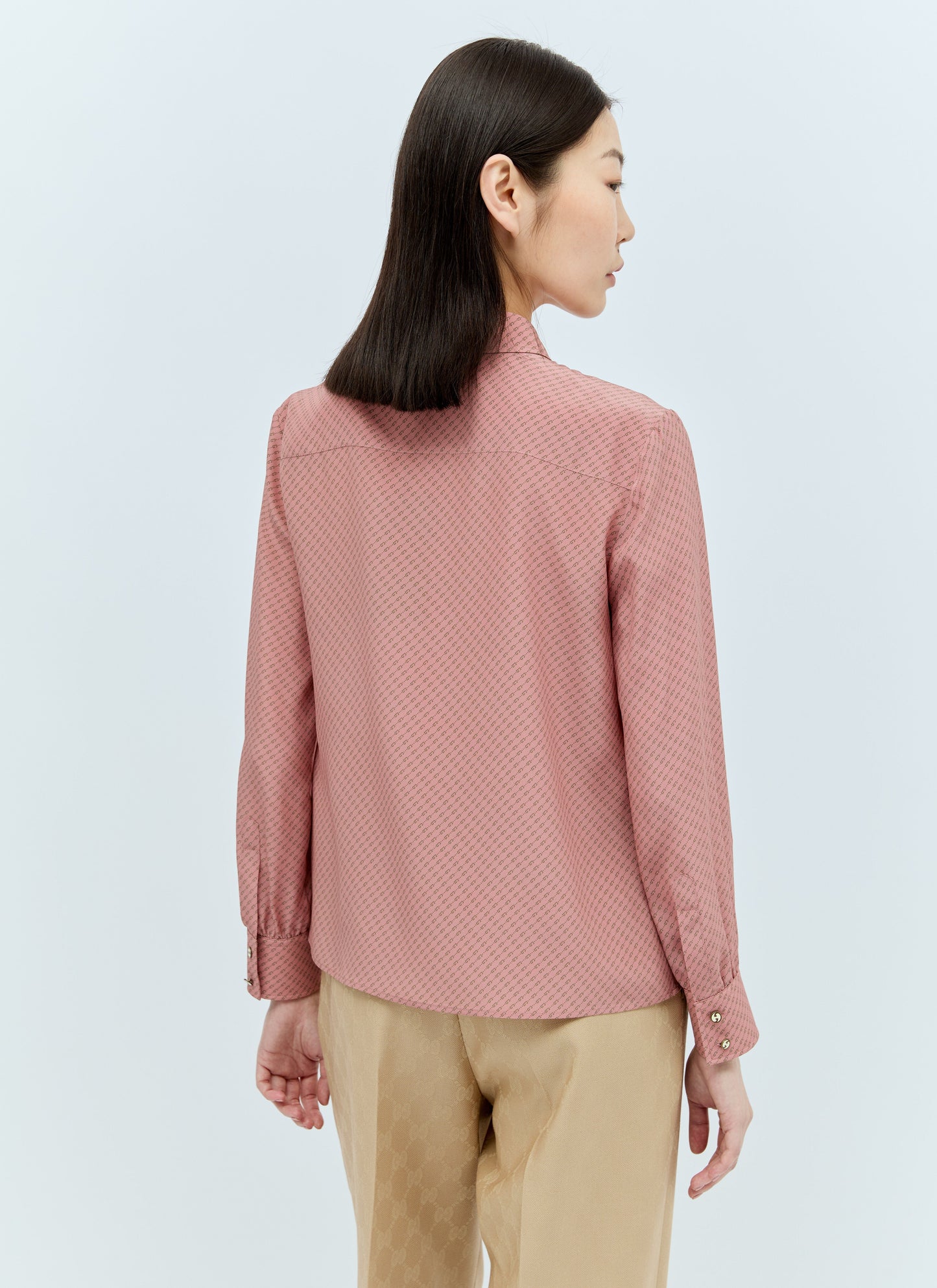 Gucci Women Micro G Print Silk Shirt