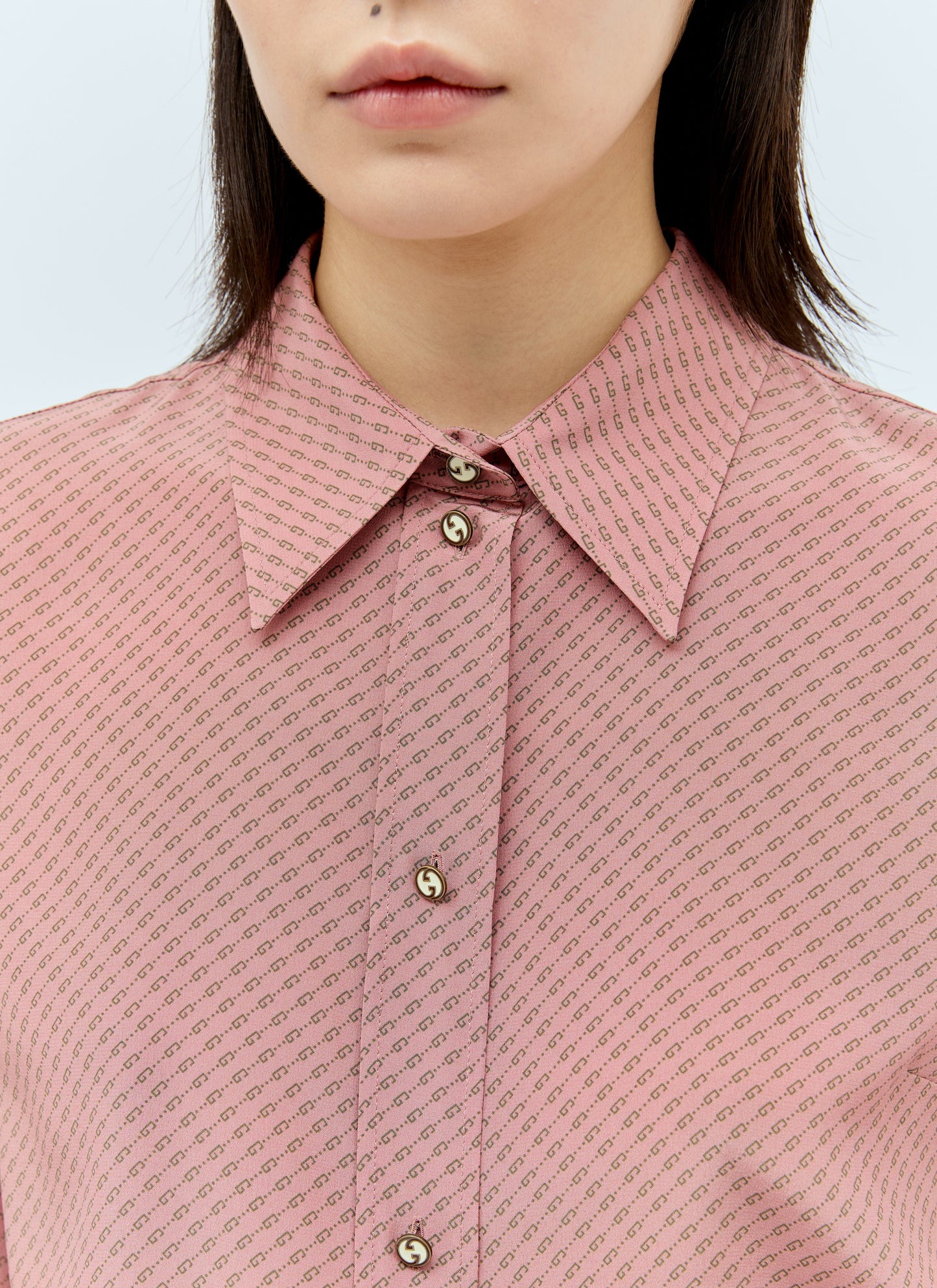 Gucci Women Micro G Print Silk Shirt