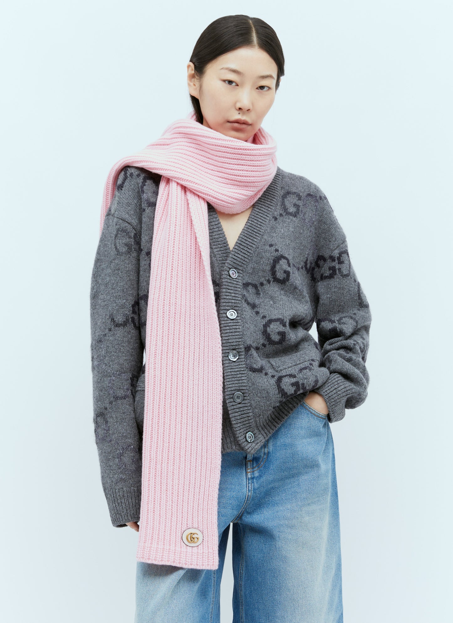 Gucci Women Double G Wool Cashmere Scarf