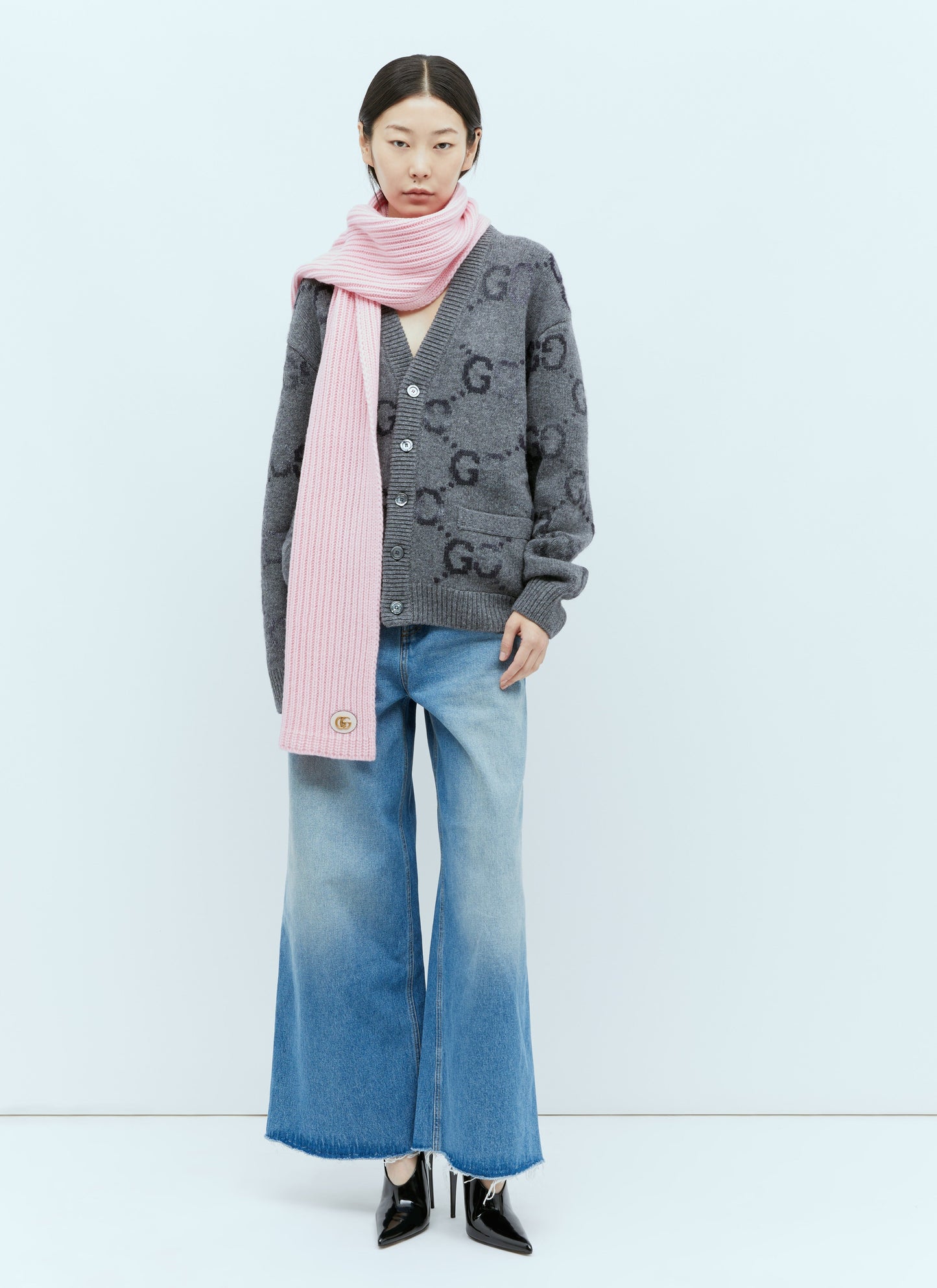 Gucci Women Double G Wool Cashmere Scarf