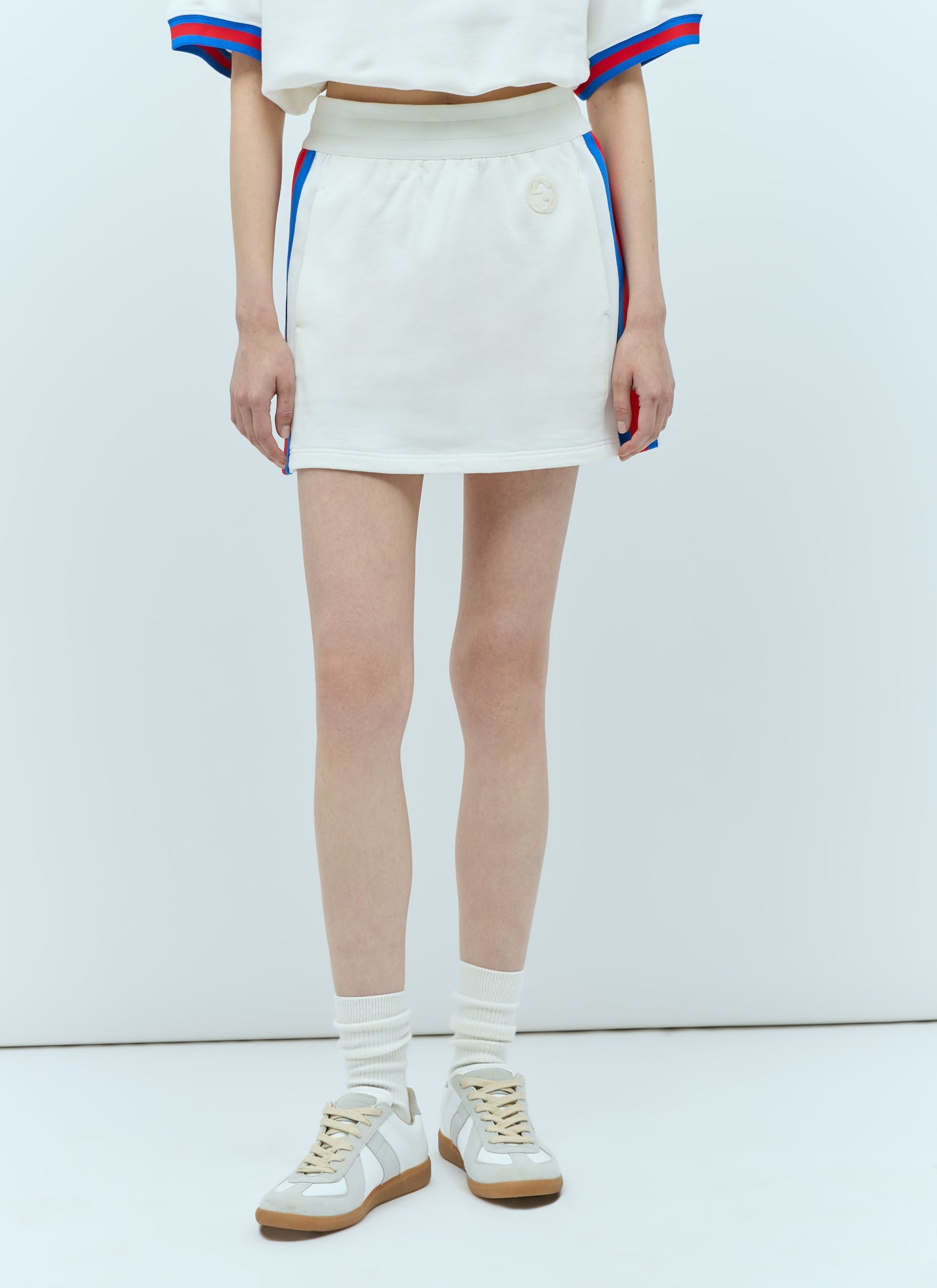 Gucci Women Jersey Mini Skirt With Web Stripe