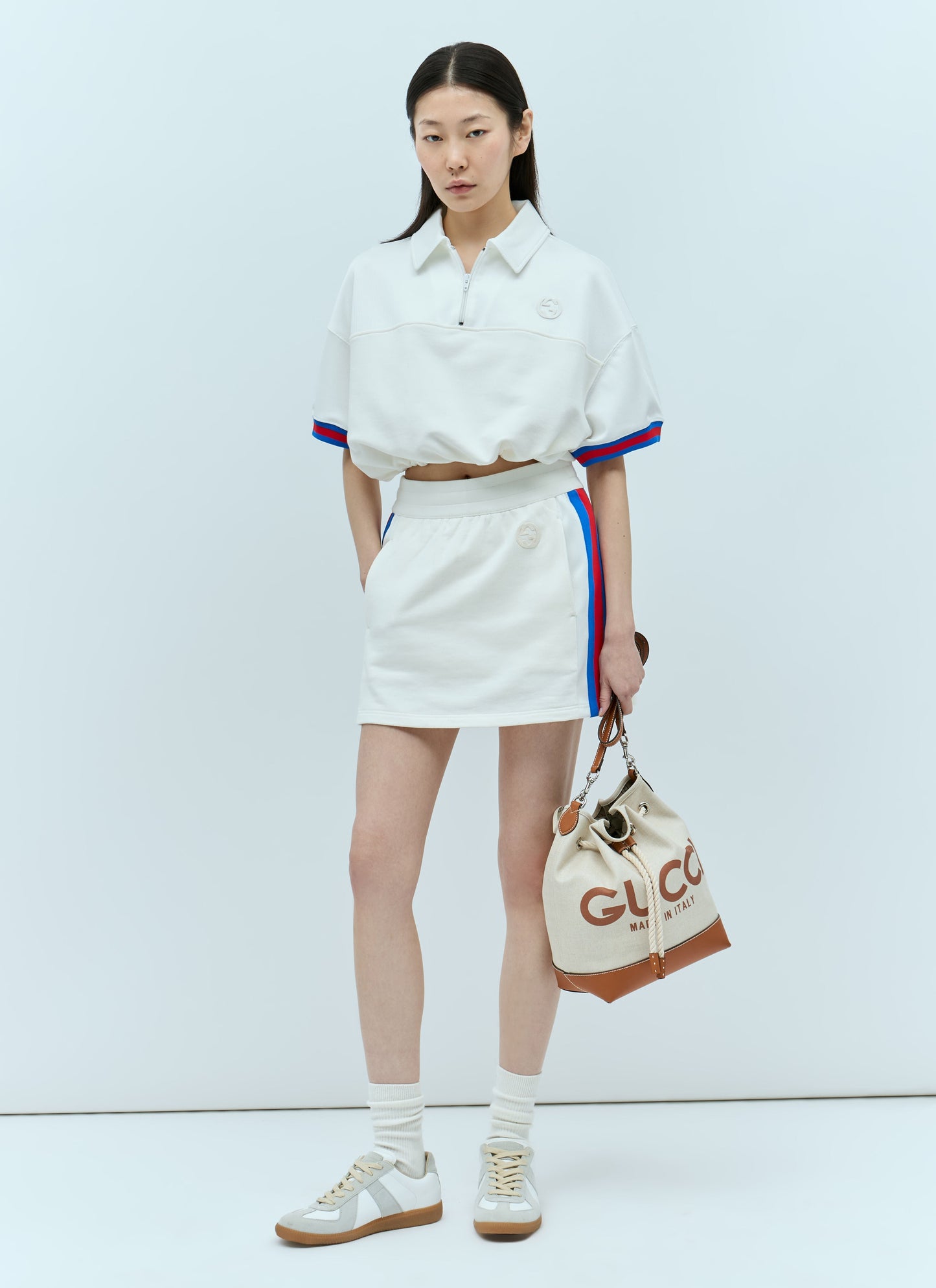 Gucci Women Jersey Mini Skirt With Web Stripe