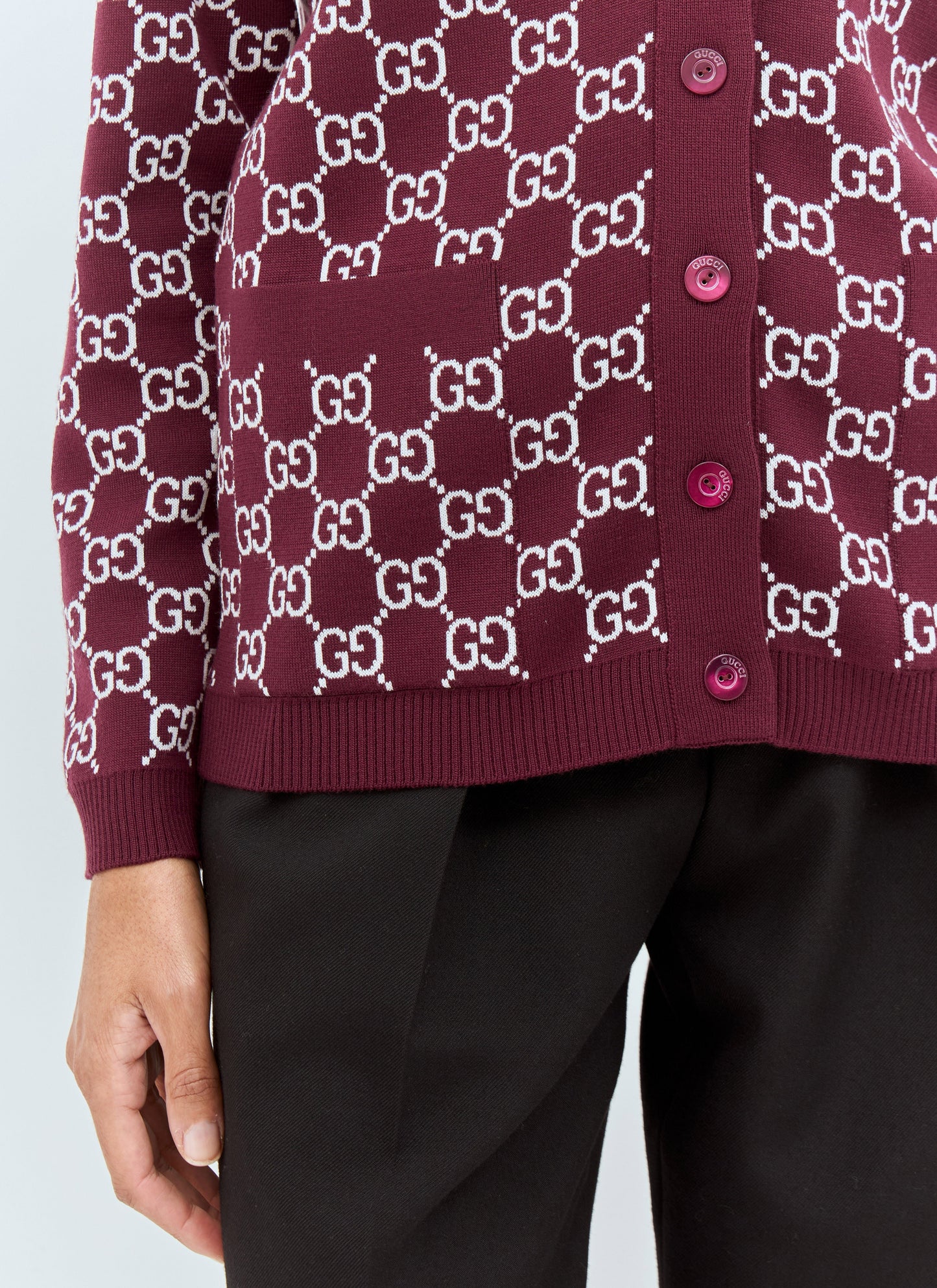 Gucci Women Reversible Gg Wool Jacquard Cardigan