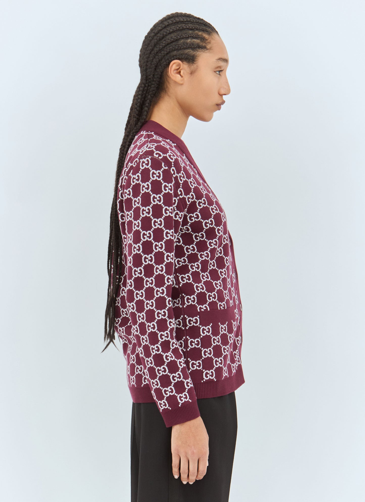 Gucci Women Reversible Gg Wool Jacquard Cardigan