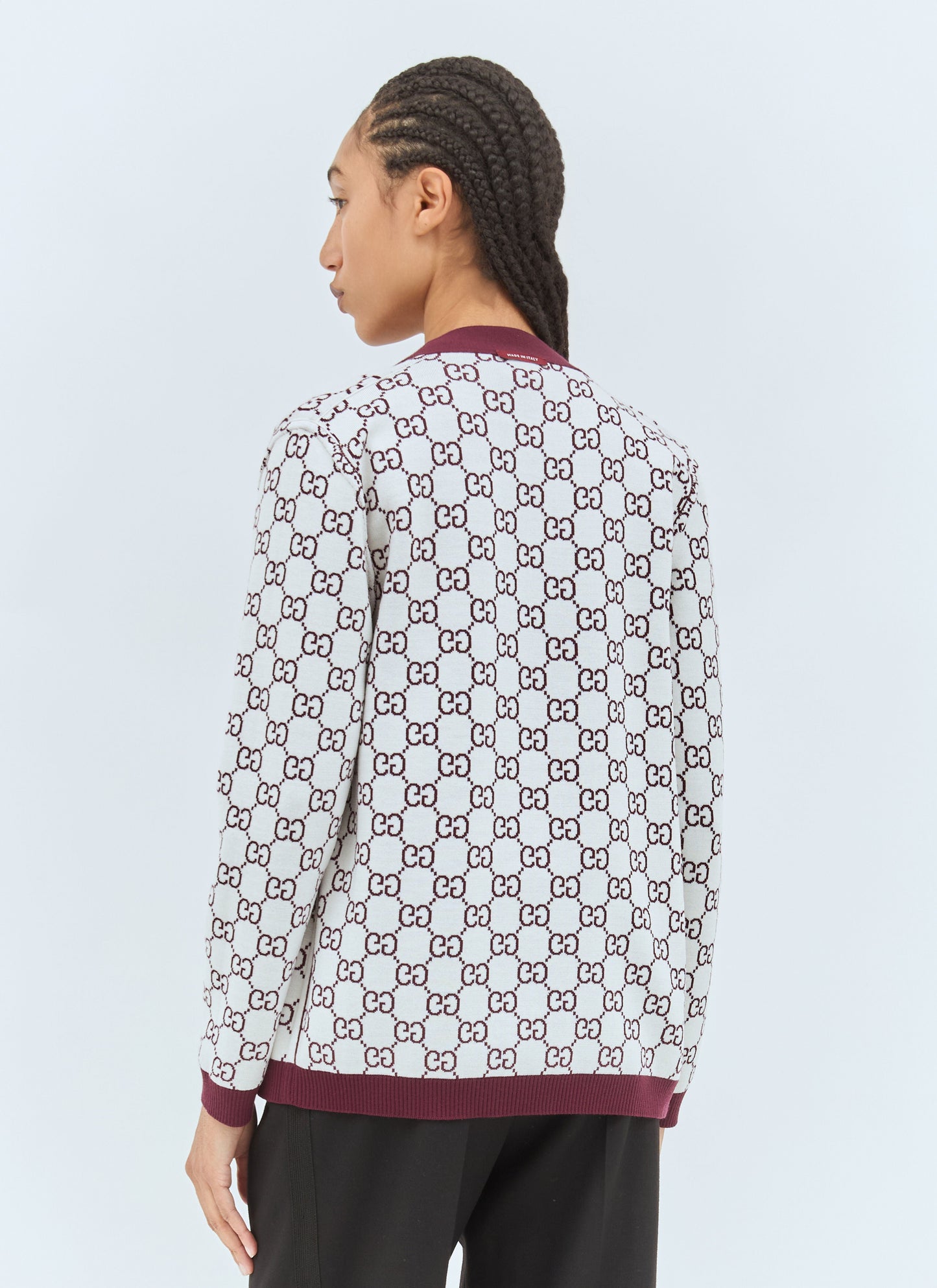 Gucci Women Reversible Gg Wool Jacquard Cardigan