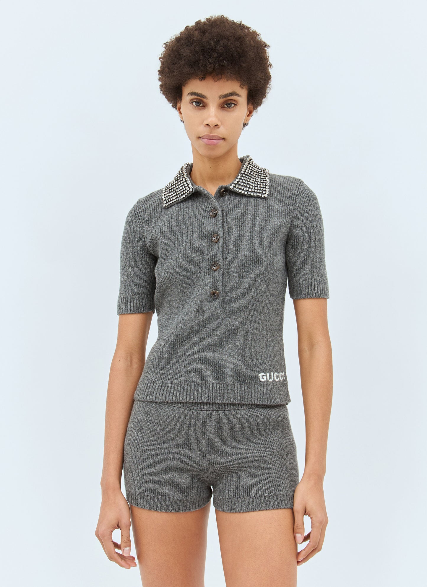 Gucci Women Rib Wool Polo Shirt
