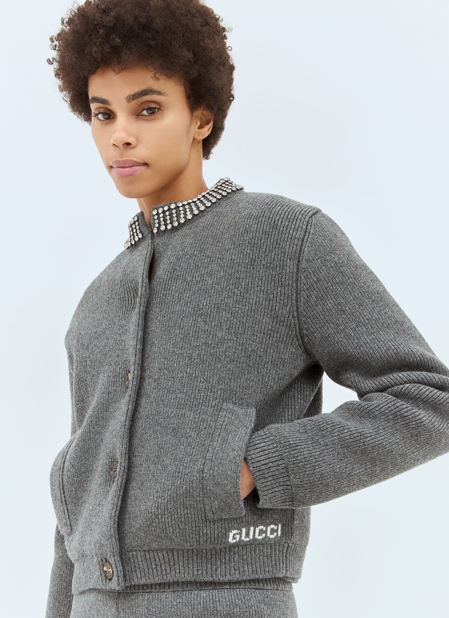 Gucci Women Padded Rib Wool Cardigan