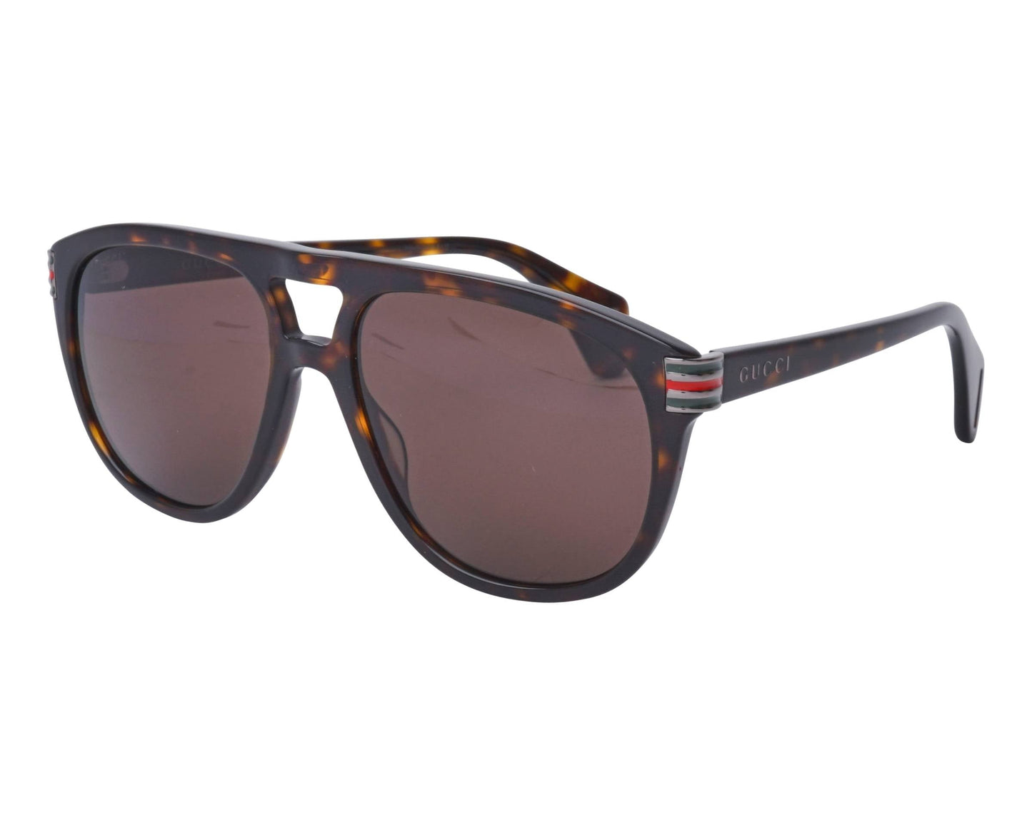 Gucci Web Logo Aviators in Havana Brown