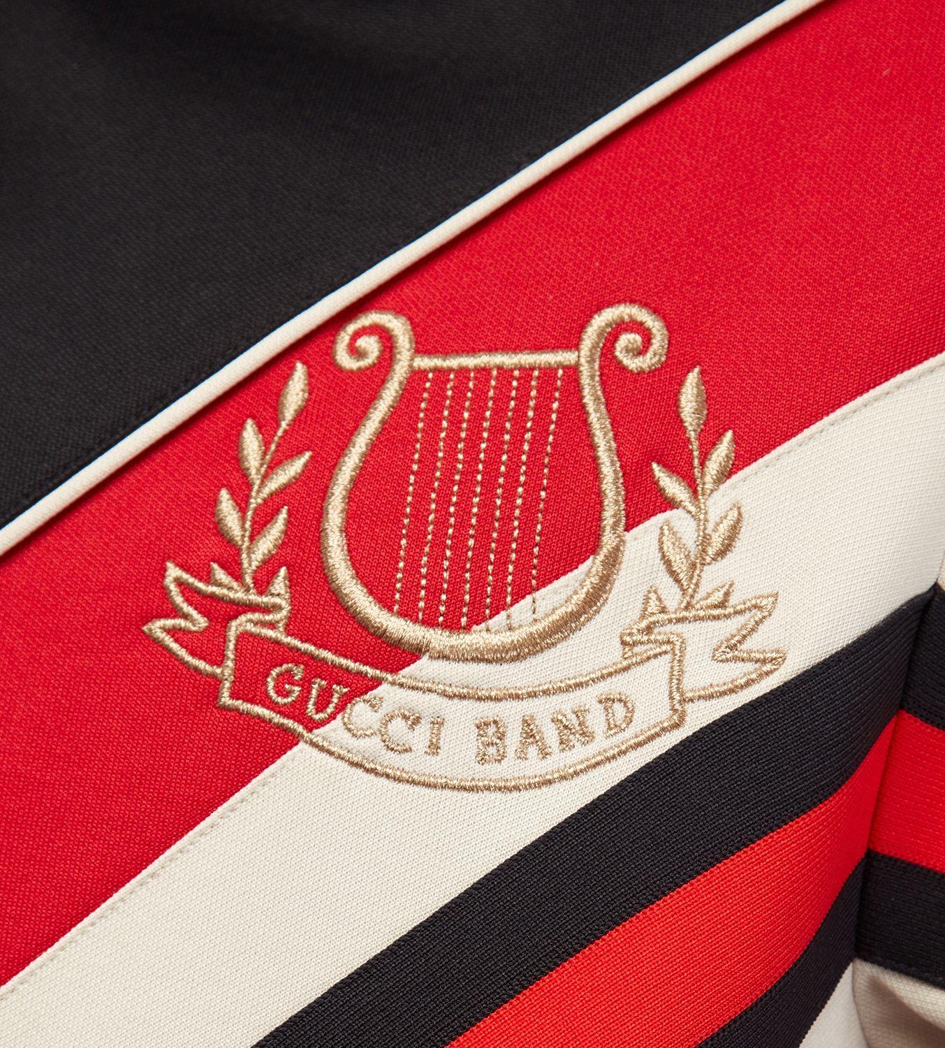 Gucci Chevron Red Stripe Track Jacket with Lyre in Black