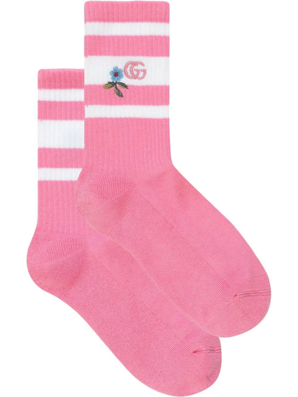 Gucci GG Knitted Daisy Socks In Neon Pink