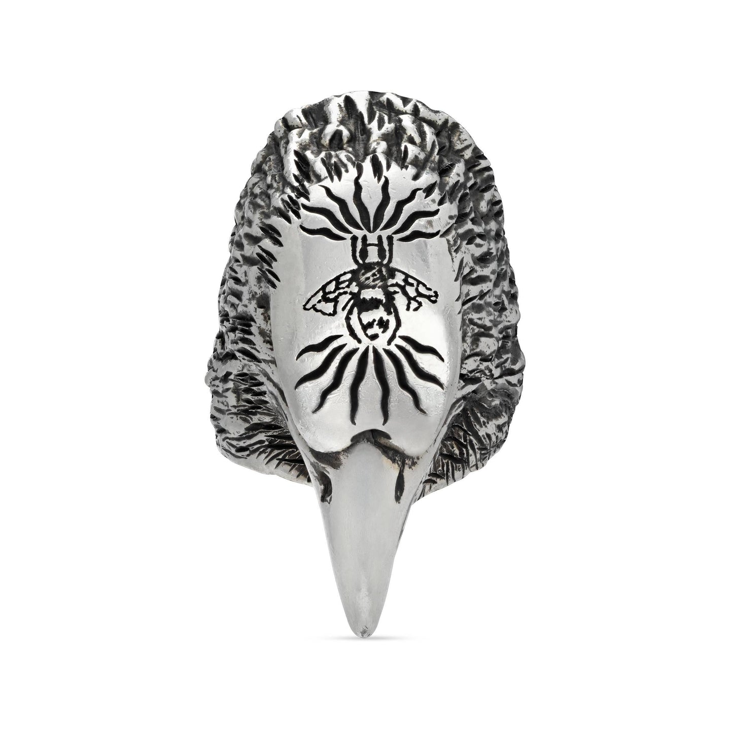 Gucci Anger Forest Eagle Head Ring In Sterling Silver