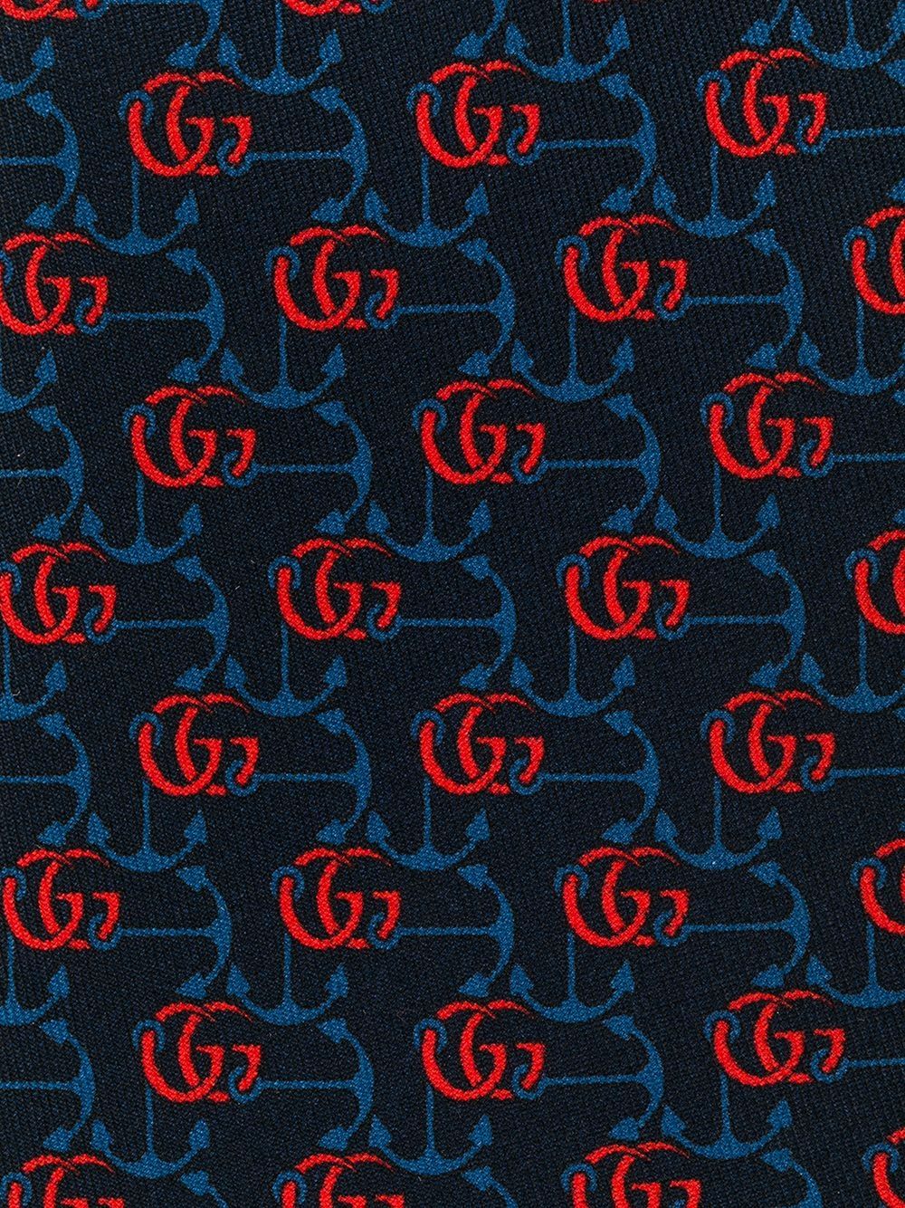 Gucci GG Anchor Print Tie in Midnight Blue