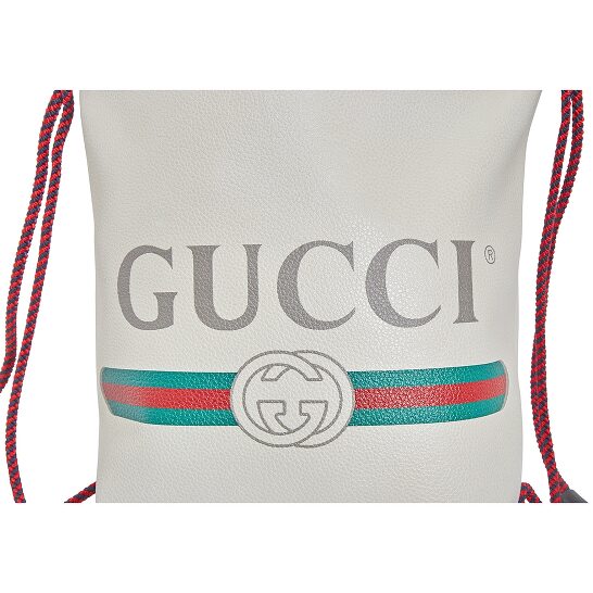 Gucci Logo-Print Drawstring Backpack in White