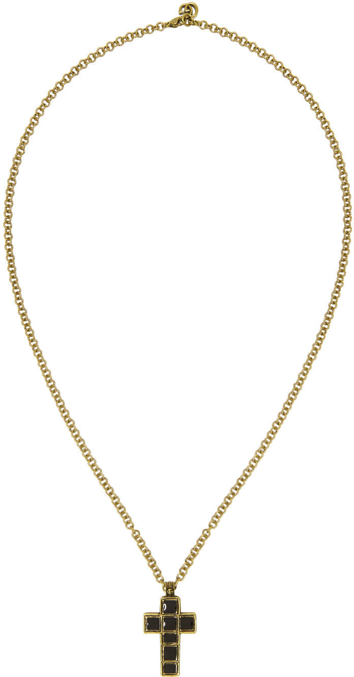 Gucci Enameled Medium Cross Necklace in Gold