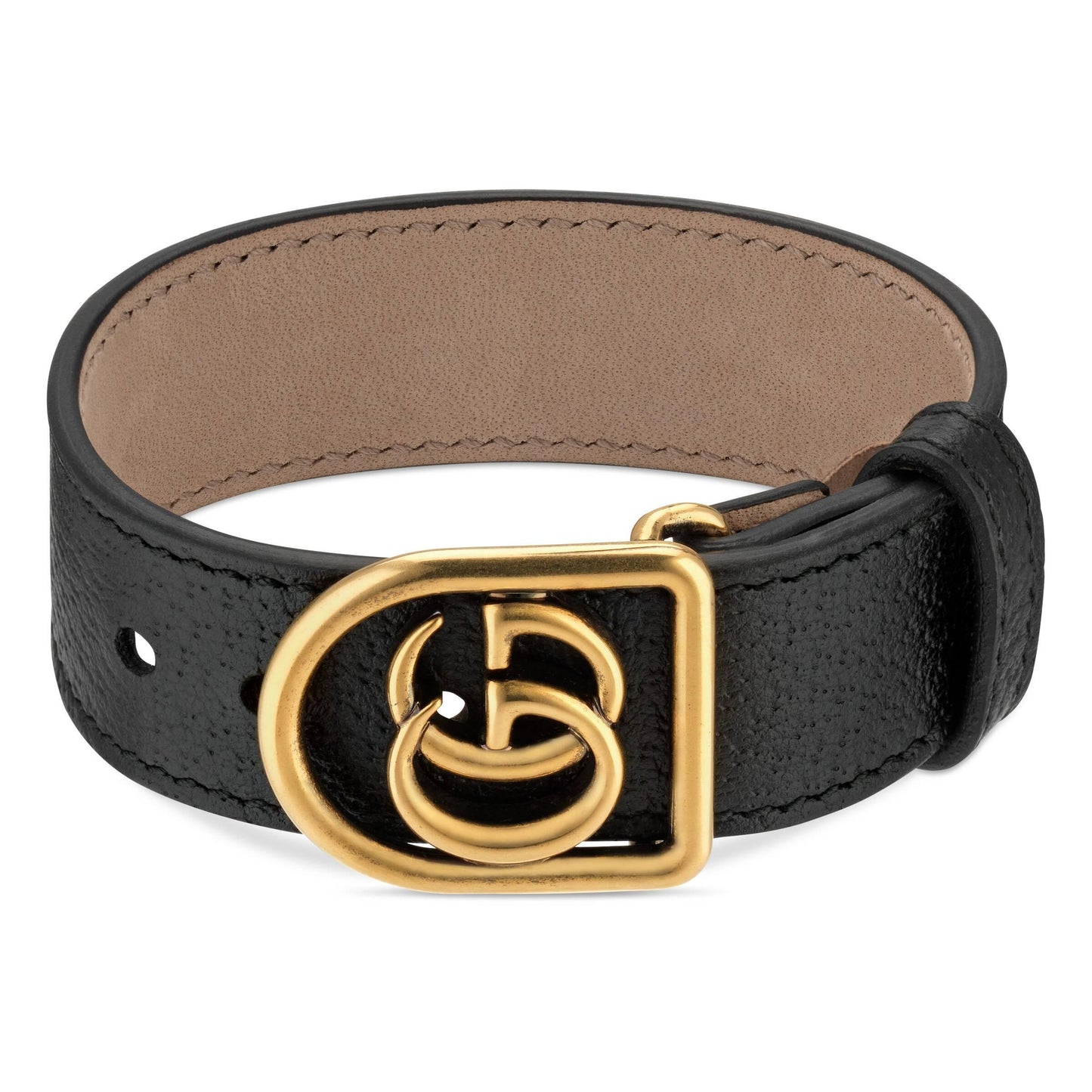 Gucci Leather GG Charm Bracelet in Black