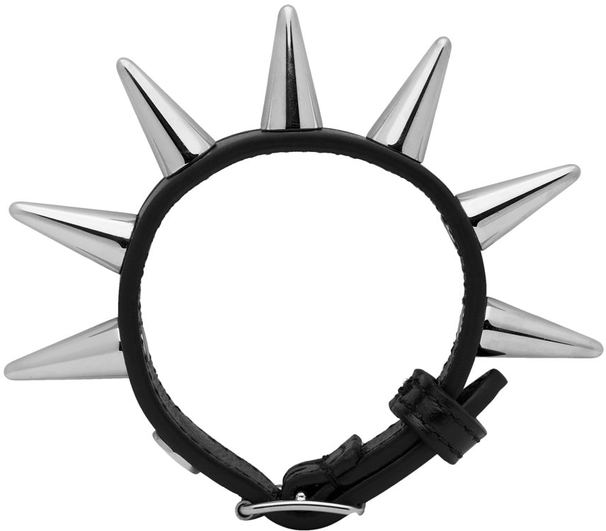 Gucci Stud Motif Leather Bracelet in Black- Spike